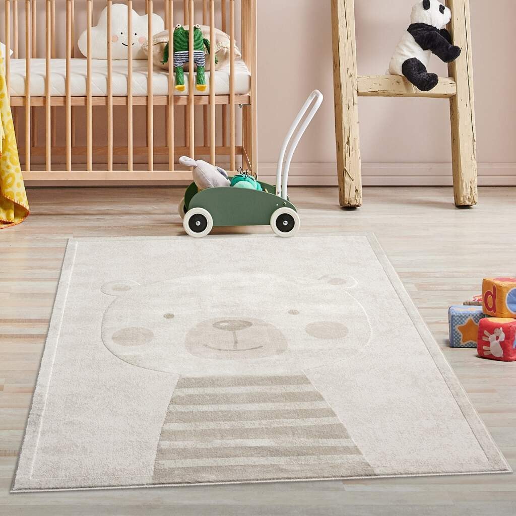 Carpet City Kinderteppich »MARA710«, rechteckig, 11 mm Höhe, Kinderzimmer Teppich Tiere Beige Spielzimmer