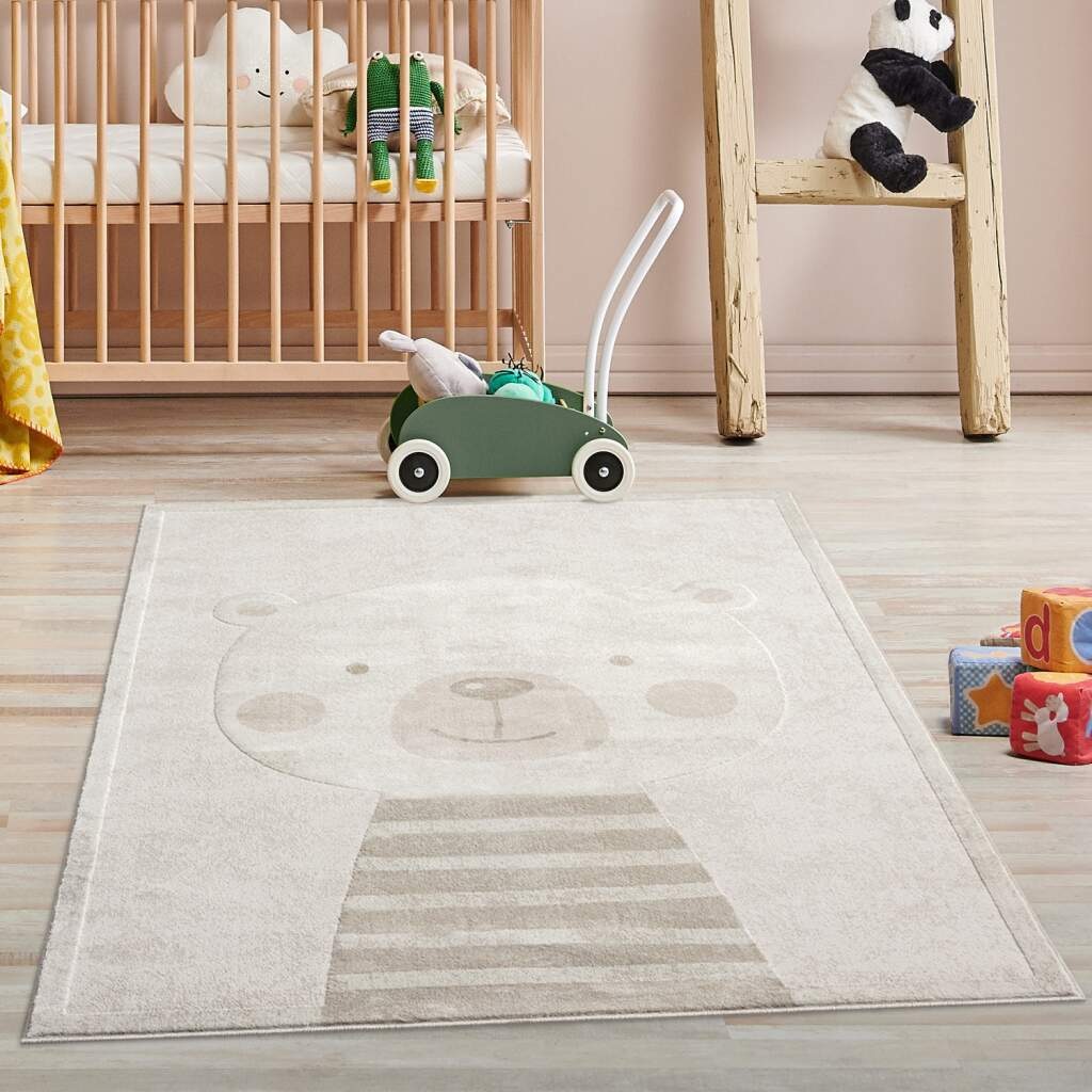 Carpet City Kinderteppich »MARA710« rechteckig 11 mm Höhe Kinderzimmer, Kurzflor, robust, Tiere, Spielzimmer in beige