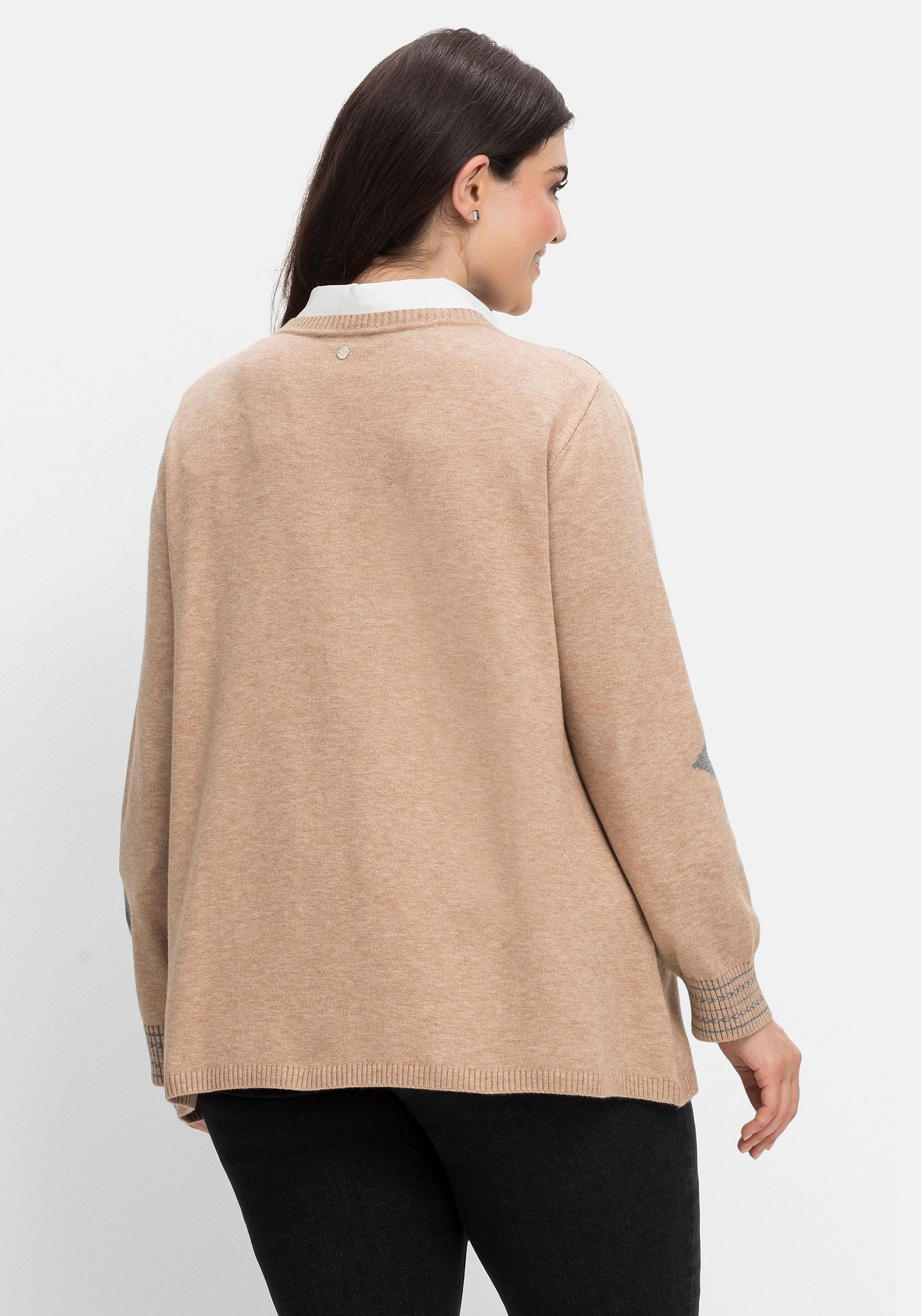 Sheego Strickpullover »Pullover mit U-Boot-Ausschnitt und Stern-Intarsien«, mit U-Boot-Ausschnitt und Stern-Intarsien