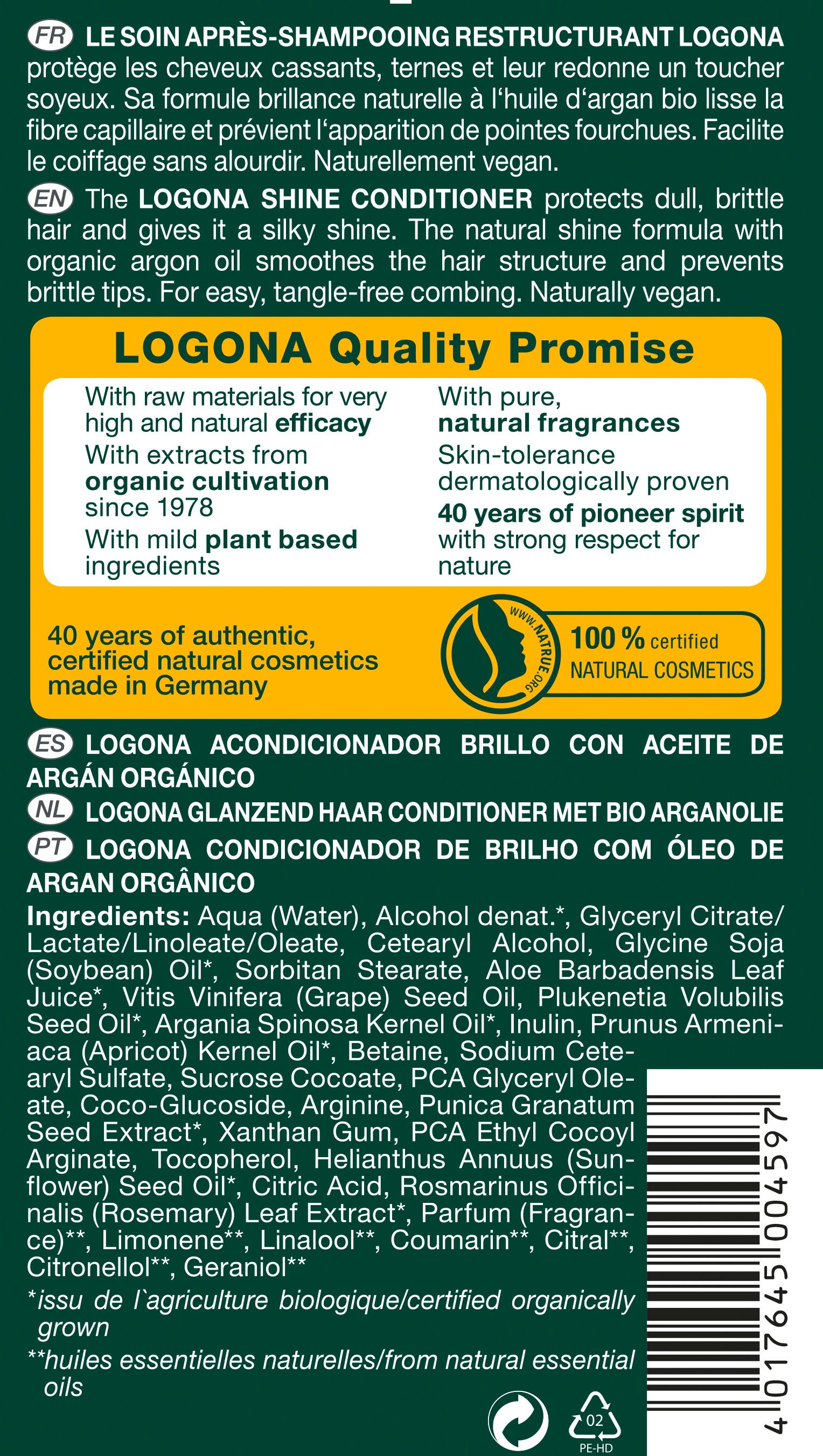 LOGONA Haarspülung, Glanz Spülung Bio-Arganöl Online im kaufen OTTO Shop