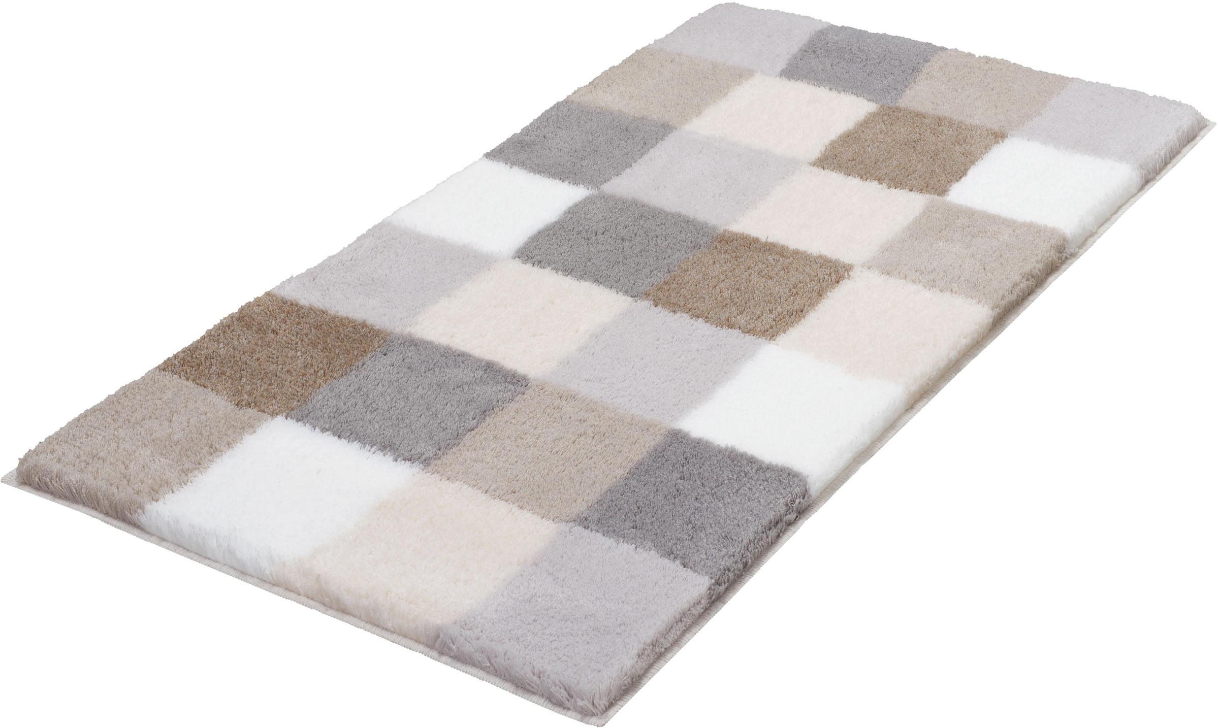 Kleine Wolke Badematte »Caro«, rutschhemmend beschichtet, fußbodenheizungsgeeignet, Badteppich, modernes Karo-Muster, Pastell-Farben, waschbar