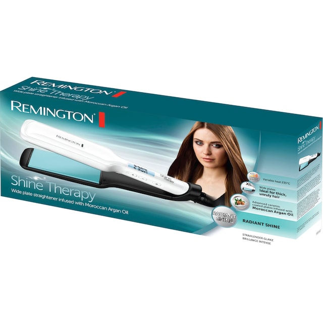 Remington Glätteisen »Shine Therapy, S8550, breiter Haarglätter«, Keramik- Beschichtung, angereichert mit Arganöl & Vitamin E, 9  Temperatureinstellungen jetzt bei OTTO