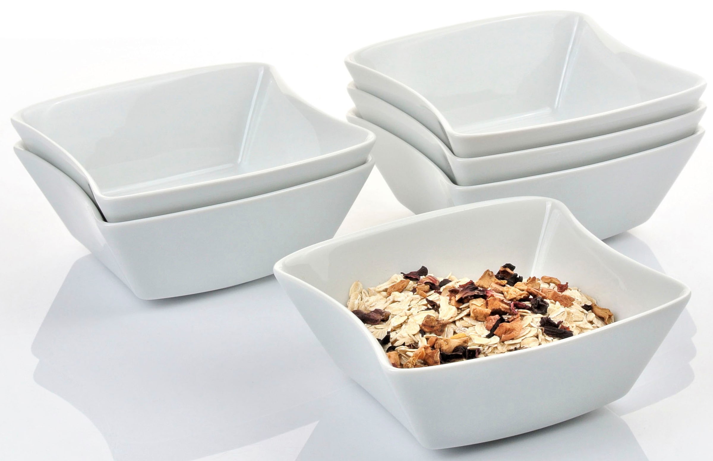 Retsch Arzberg Schale »SANDY« 6 Stk. aus Porzellan 15x13cm, vielseitig verwendbar, ungewöhnliche Form, klassisches Weiß