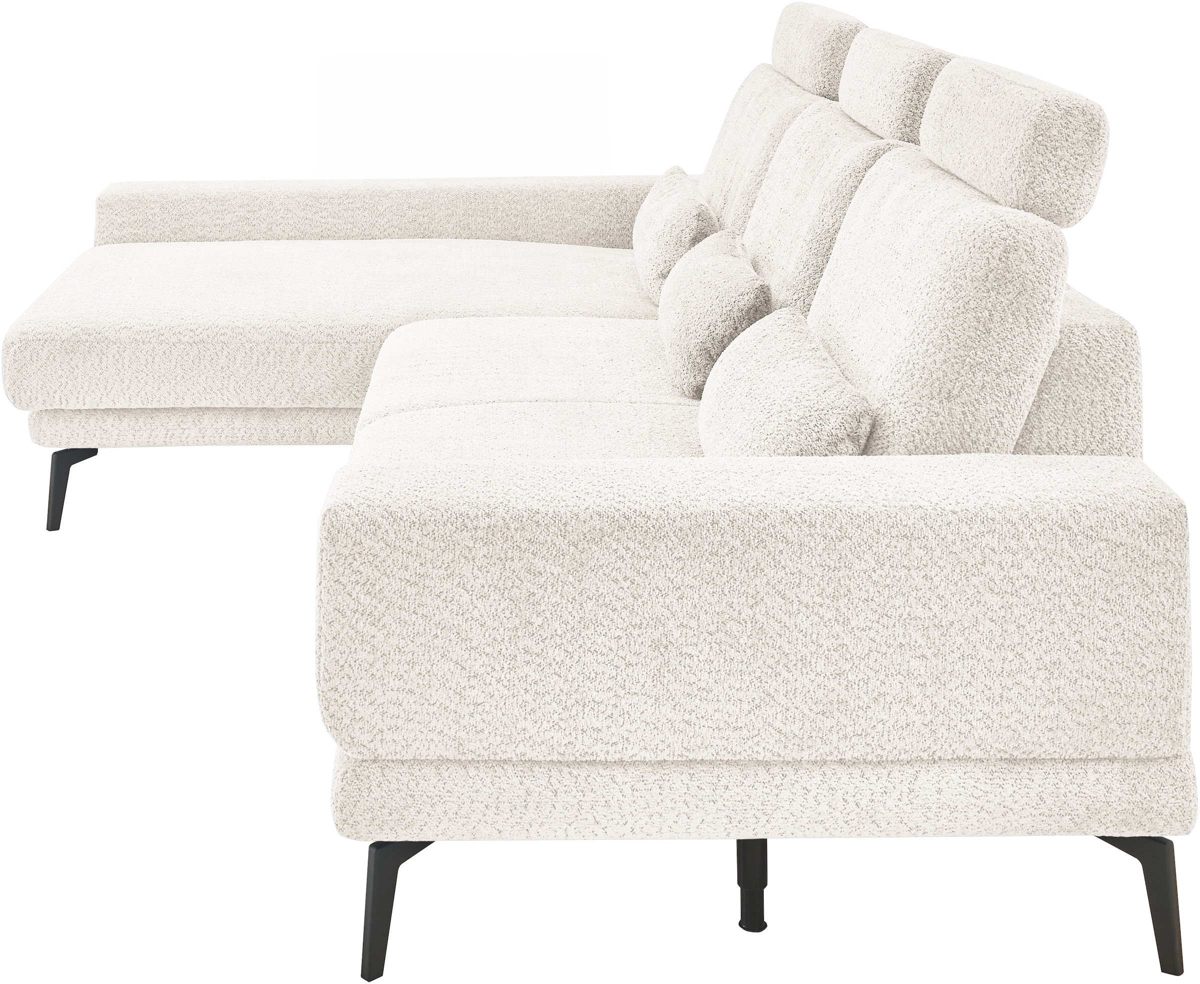 set one by Musterring Ecksofa »SO 3600, inkl motor. Sitztiefenverstellung, Kopfstützen, Nierenkissen«, Sitzhöhe 44 cm, Federkern, Breite 293 x Tiefe 180 cm, Kama natur