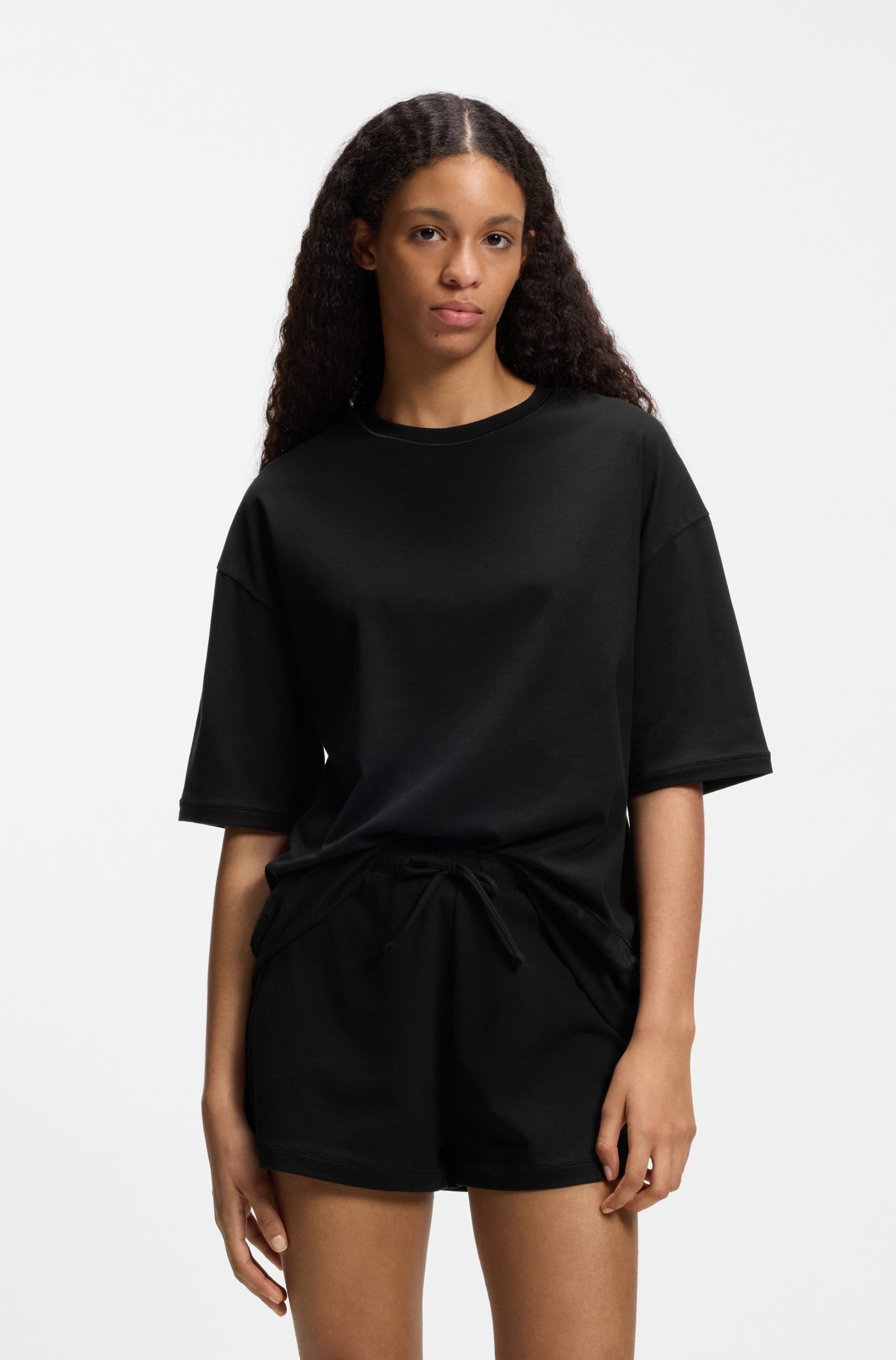 HUGO Underwear Pyjama »MESH LOGO SHORT-SET« Set, 2 Stretch-Baumwolle im Relaxed Fit