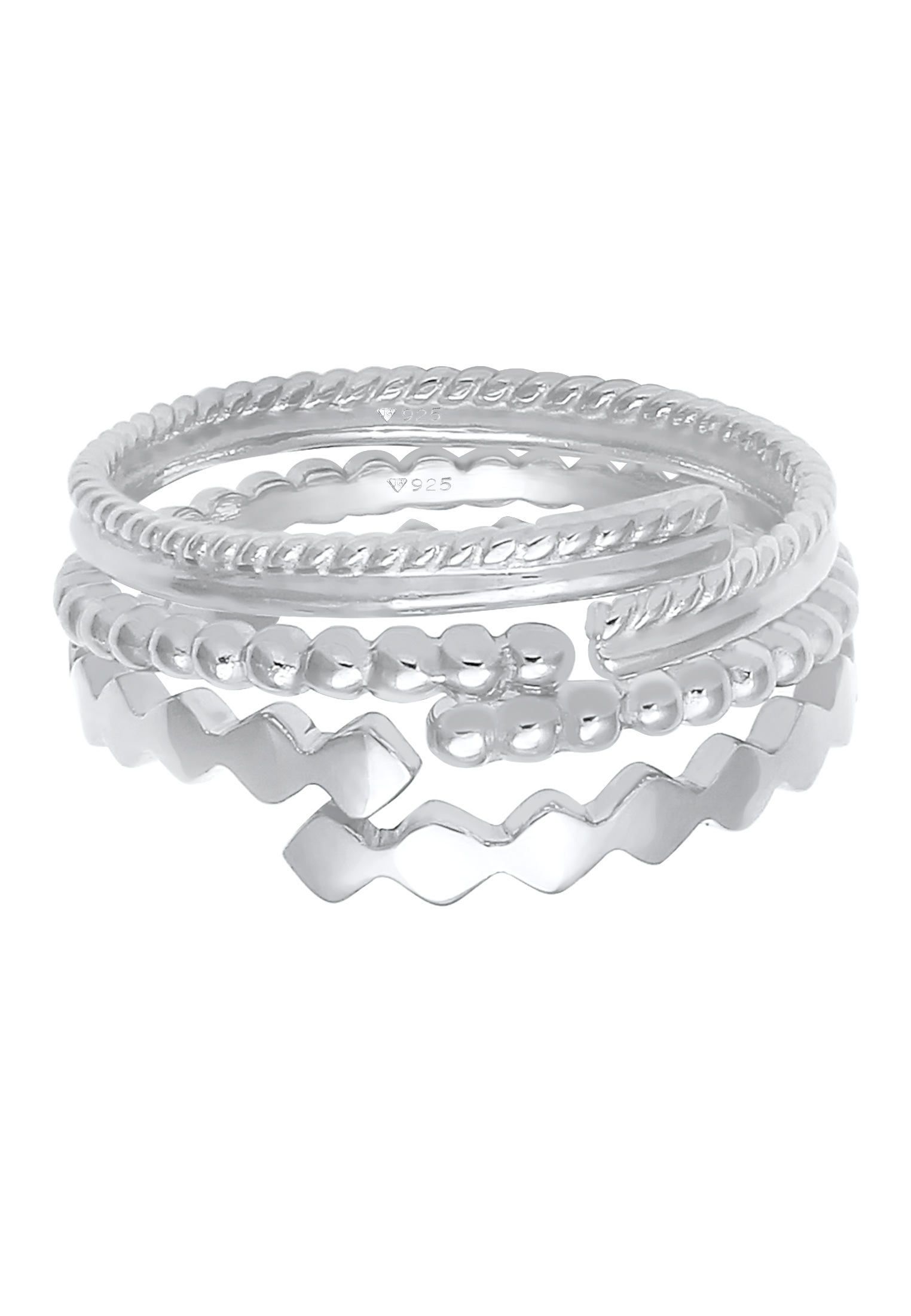 Elli Ring-Set »Ring Kugel Twist Geo Offen Set (3 tlg) 925 Silber«