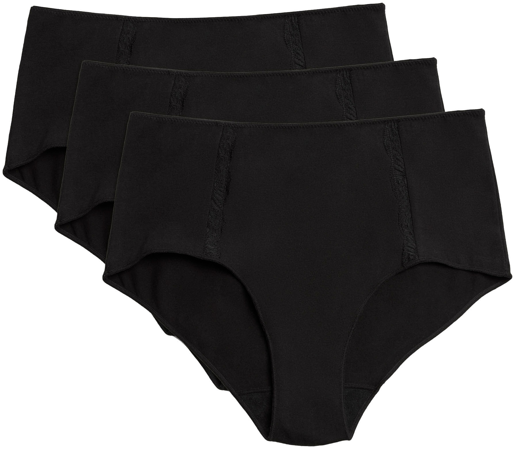 YSABEL MORA Maxislip »BASIC COLLECTION COTTON WITH LACE«, (3er Pack), mit romantischem Touch durch Spitzen-Applikationen