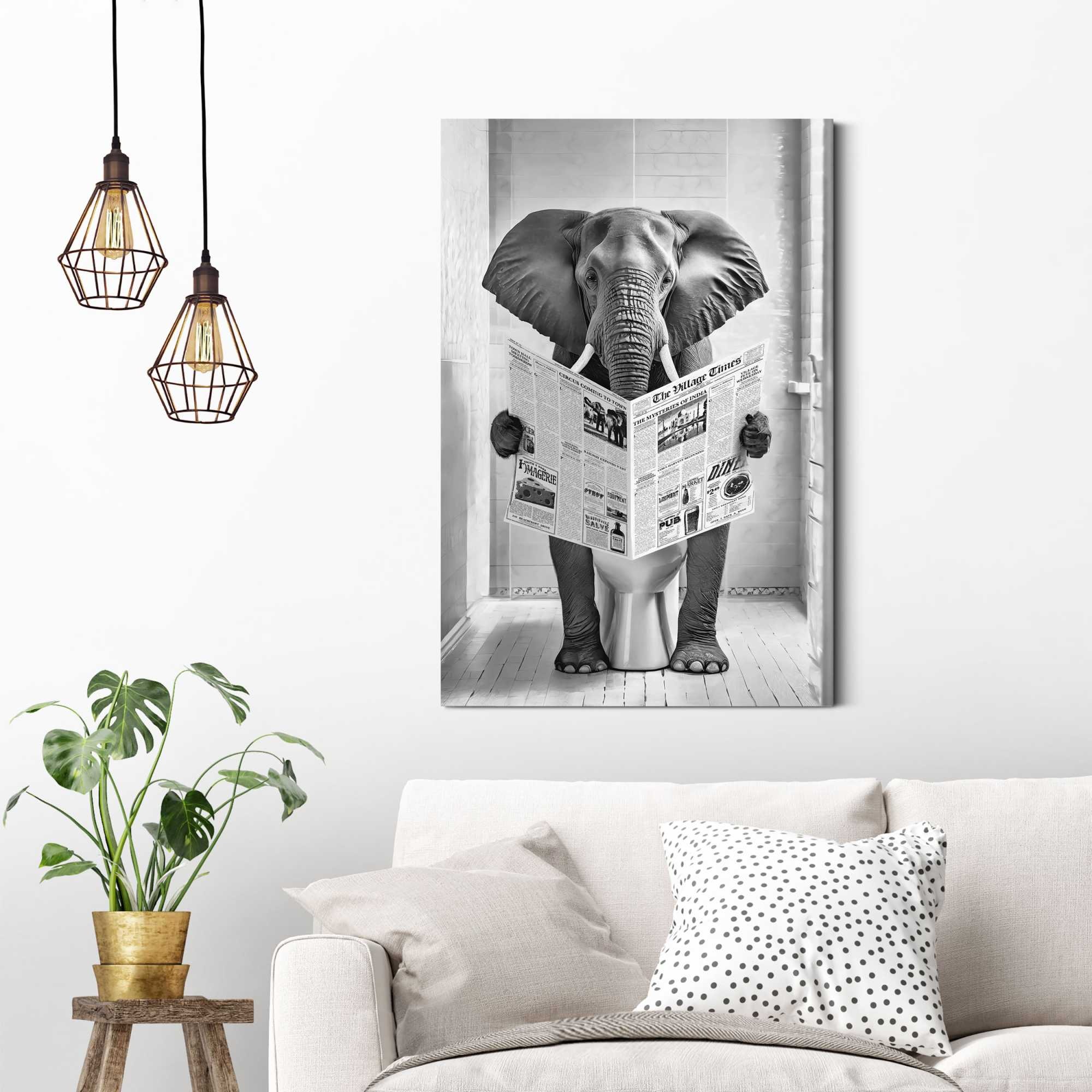 Reinders! Deco-Panel »Kuh auf Toilette« Toilette - Schwarz-Weiß - MDF - Tiere - 60x90 cm