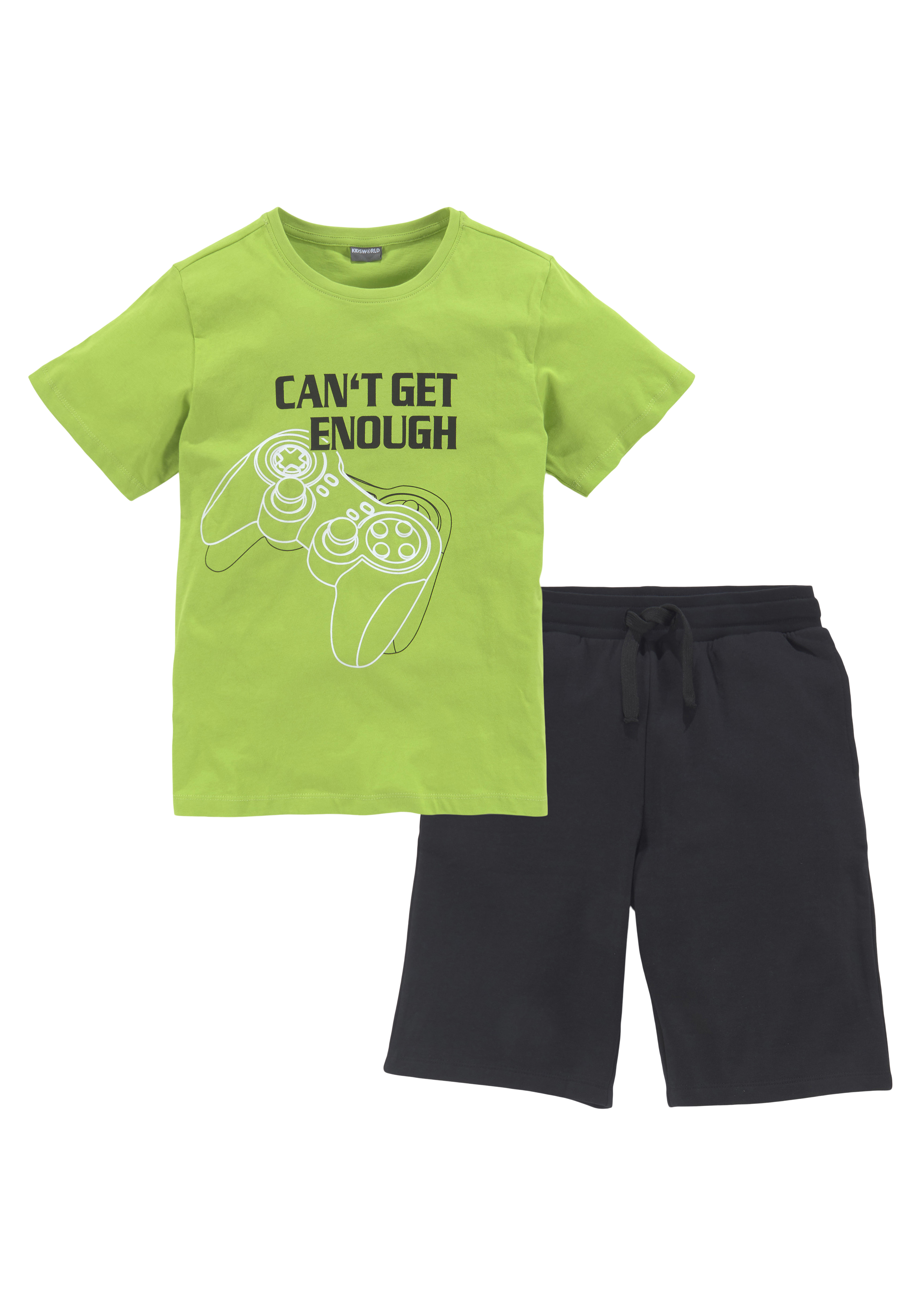 T-Shirt & Bermudas »CAN´T GET ENOUGH - Spruch«, (Set, 2 tlg., 2), Gamer-Print