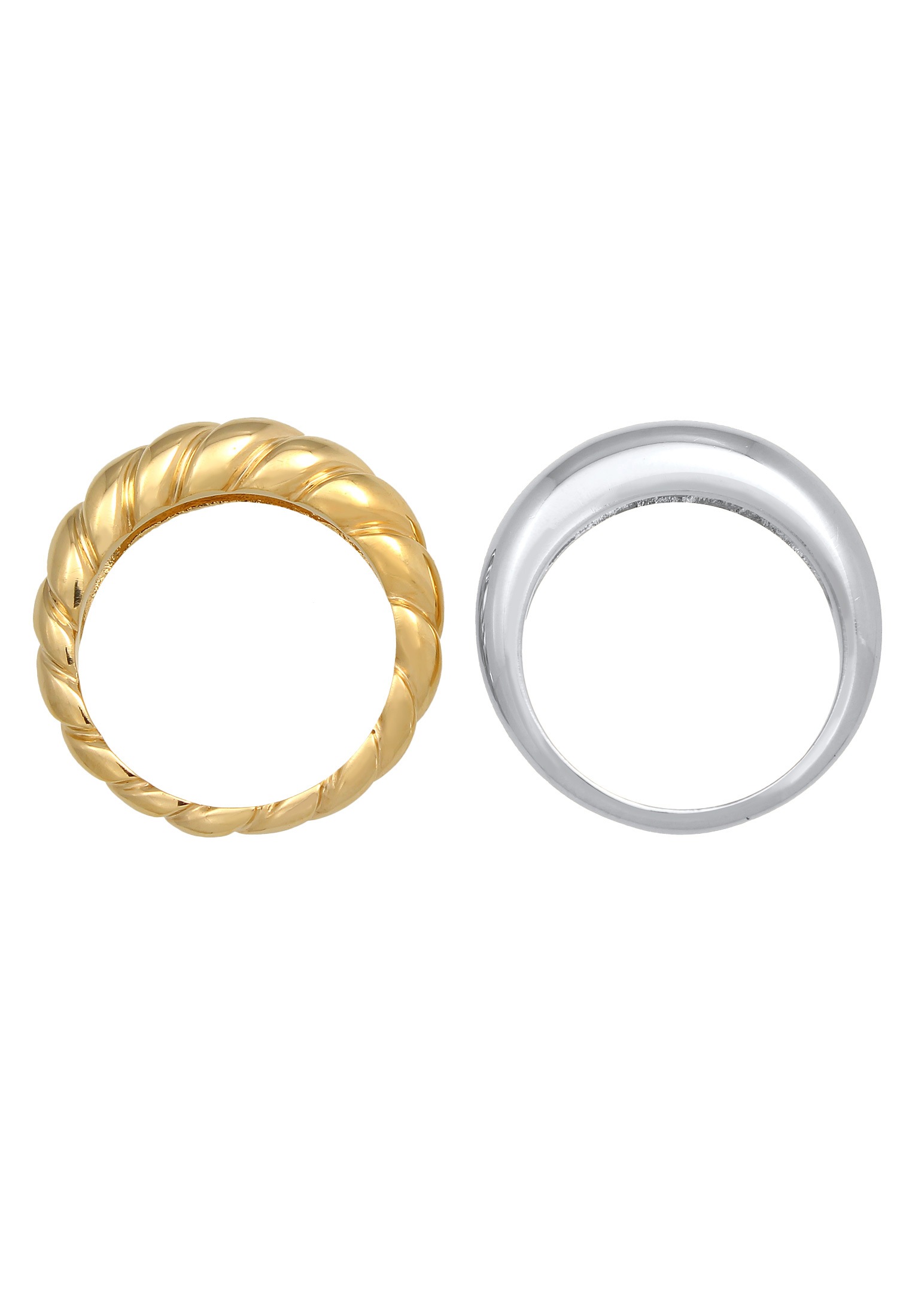 Elli Premium Ring-Set »Ring Gedreht Bandring Classic (2 tlg) Set 925 Silber«