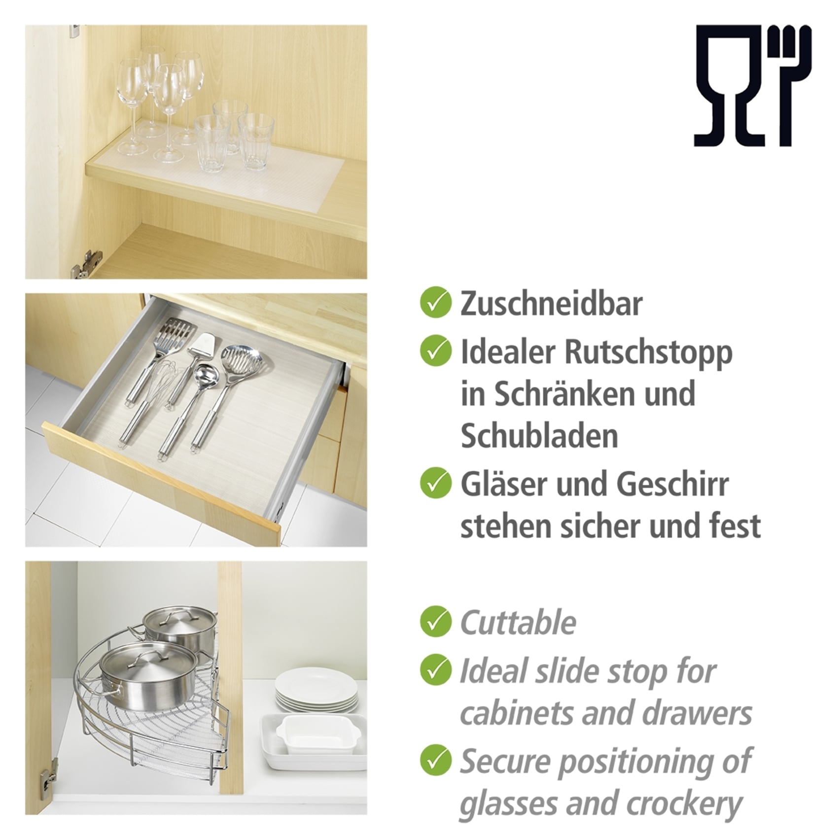 WENKO Schubladenmatte »Modell transparent« Set, 3 Stk. tlg.
