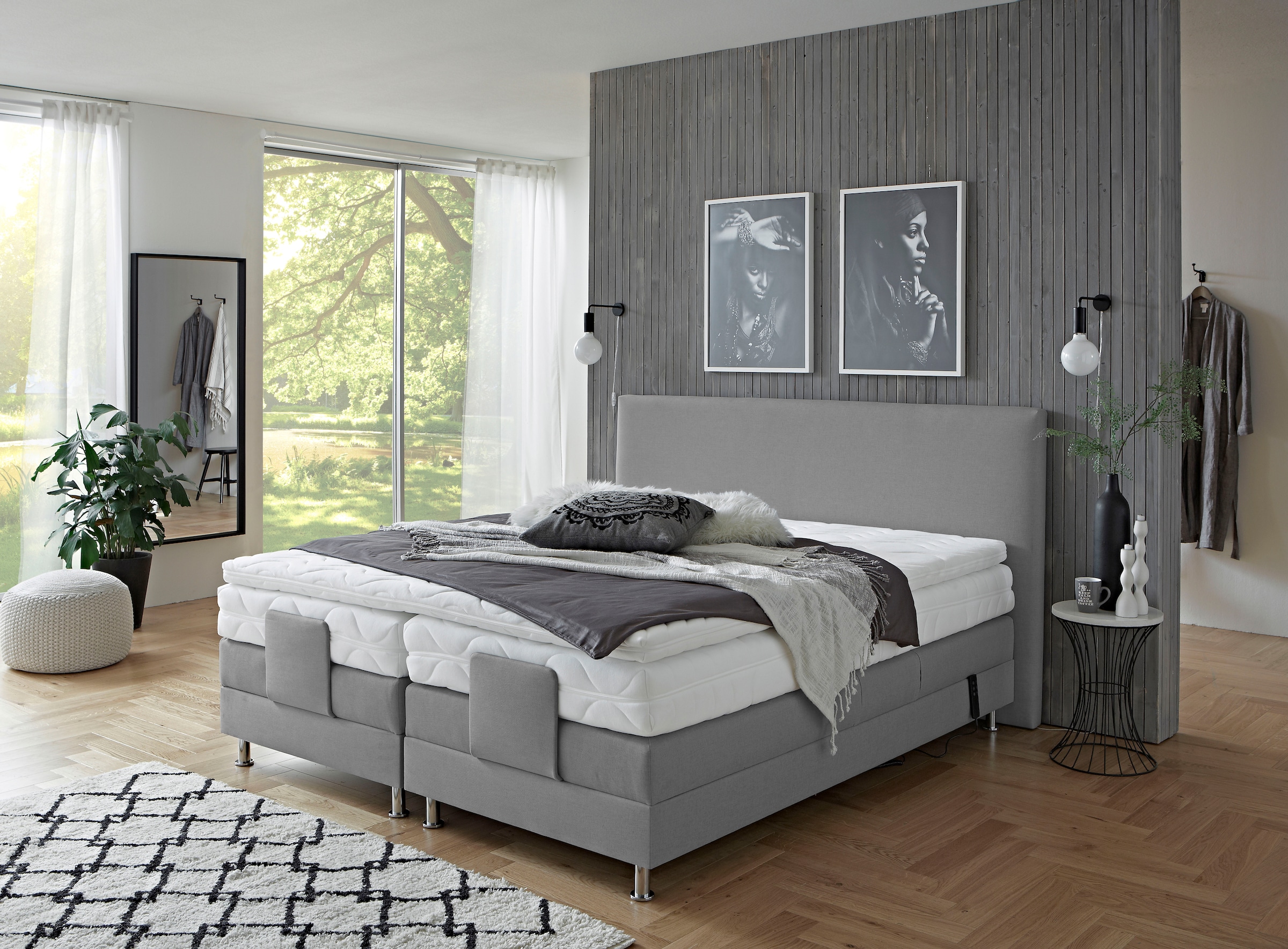 Westfalia Schlafkomfort Boxbett »Lissabon wahlweise in den Breiten 160x200cm, 180x200cm & 200x200cm« inkl. Motor, Auswahl aus 2 Matratzentypen und 3 Härtegraden