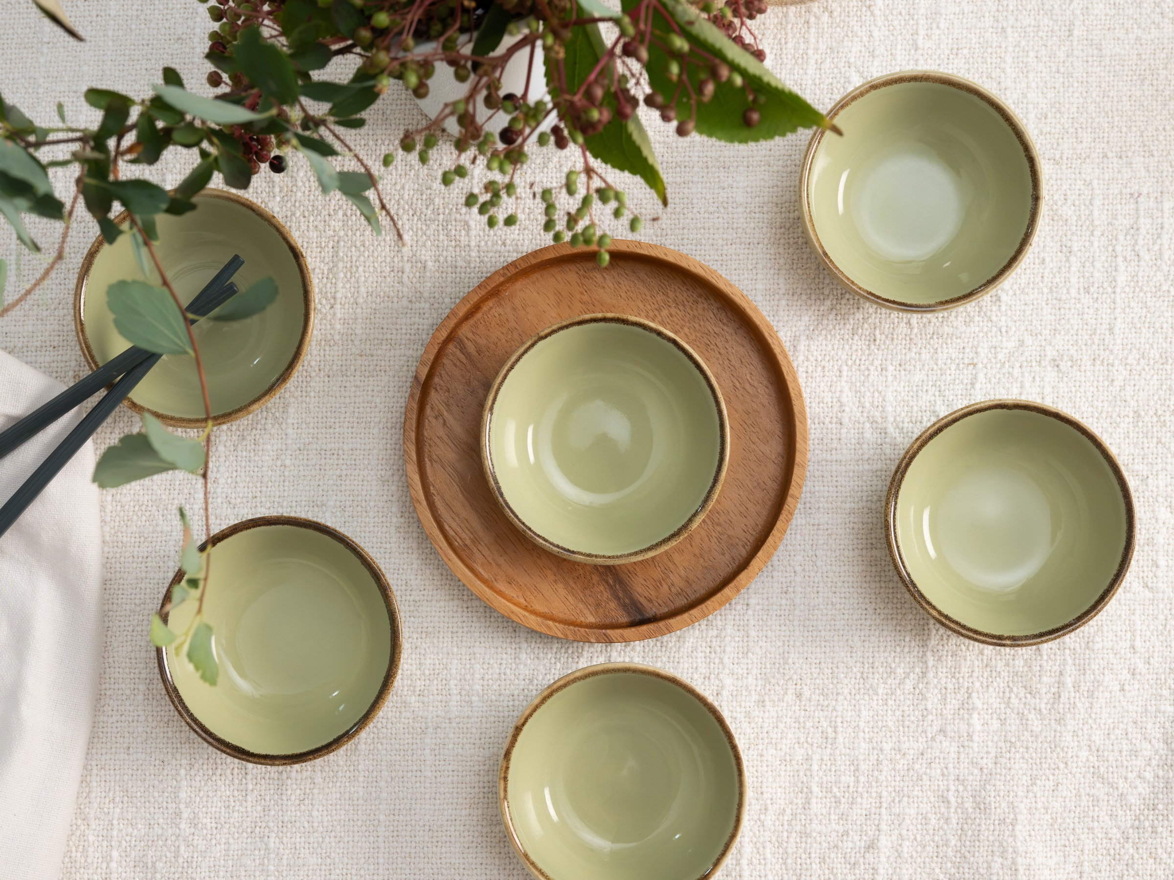 CreaTable Tapas-Schale »NATURE COLLECTION« 6 Stk. aus Steinzeug Snackschale, Dipschale, Servierschale, Ø 8 cm