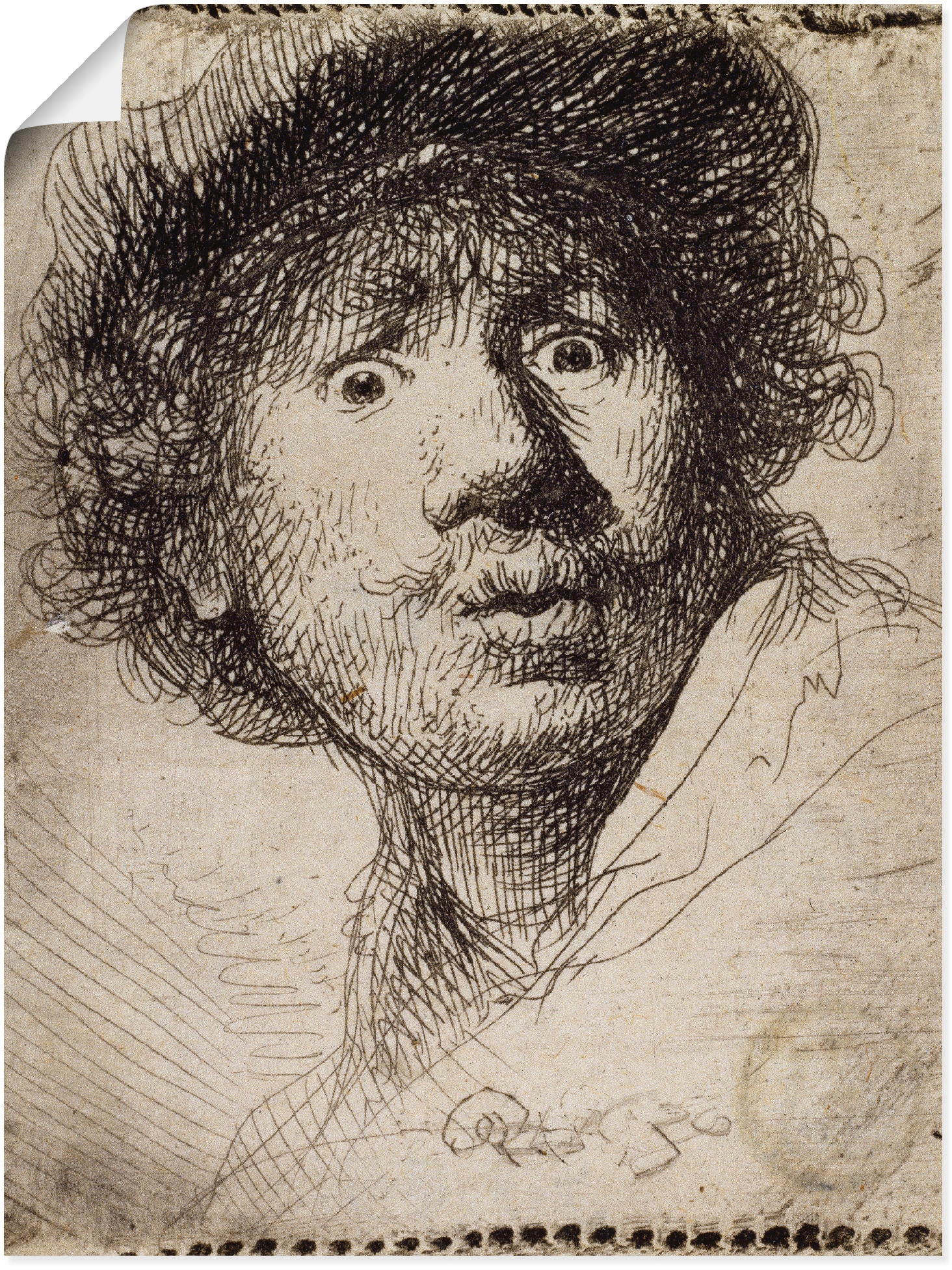 Artland Wandbild »Selbstbildnis mit aufgerissenen Augen«, Porträts, (1 St.), in vielen Größen & Produktarten -Leinwandbild, Poster, Wandaufkleber / Wandtattoo auch für Badezimmer geeignet