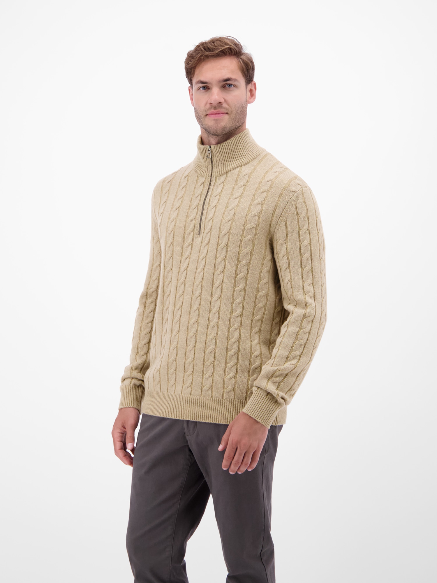 LERROS Strickpullover »Troyer mit Zopfmuster - Klassik trifft Coolness«