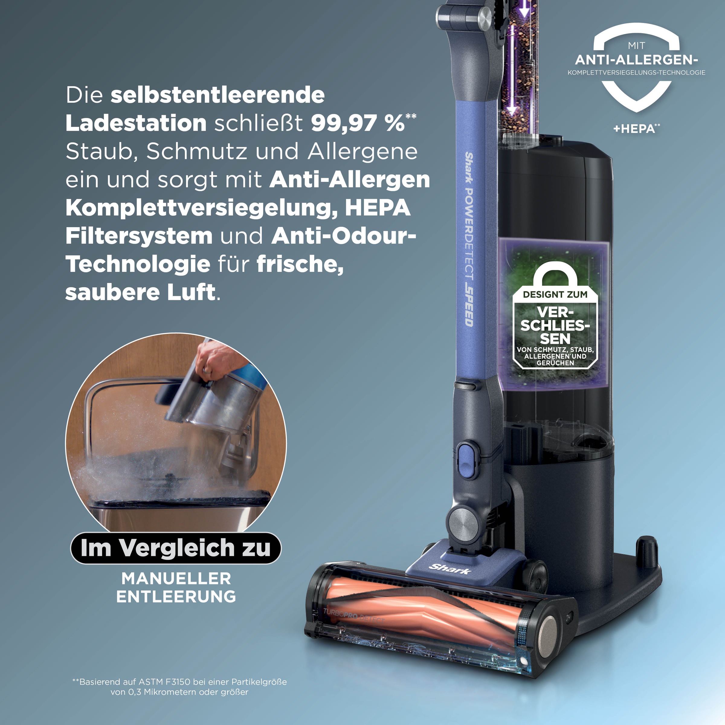 Shark Akku-Hand-und Stielstaubsauger »Shark PowerDetect Speed Pet Pro Clean and Empty IA3241EUT« Reveal-Technologie:, Flexology