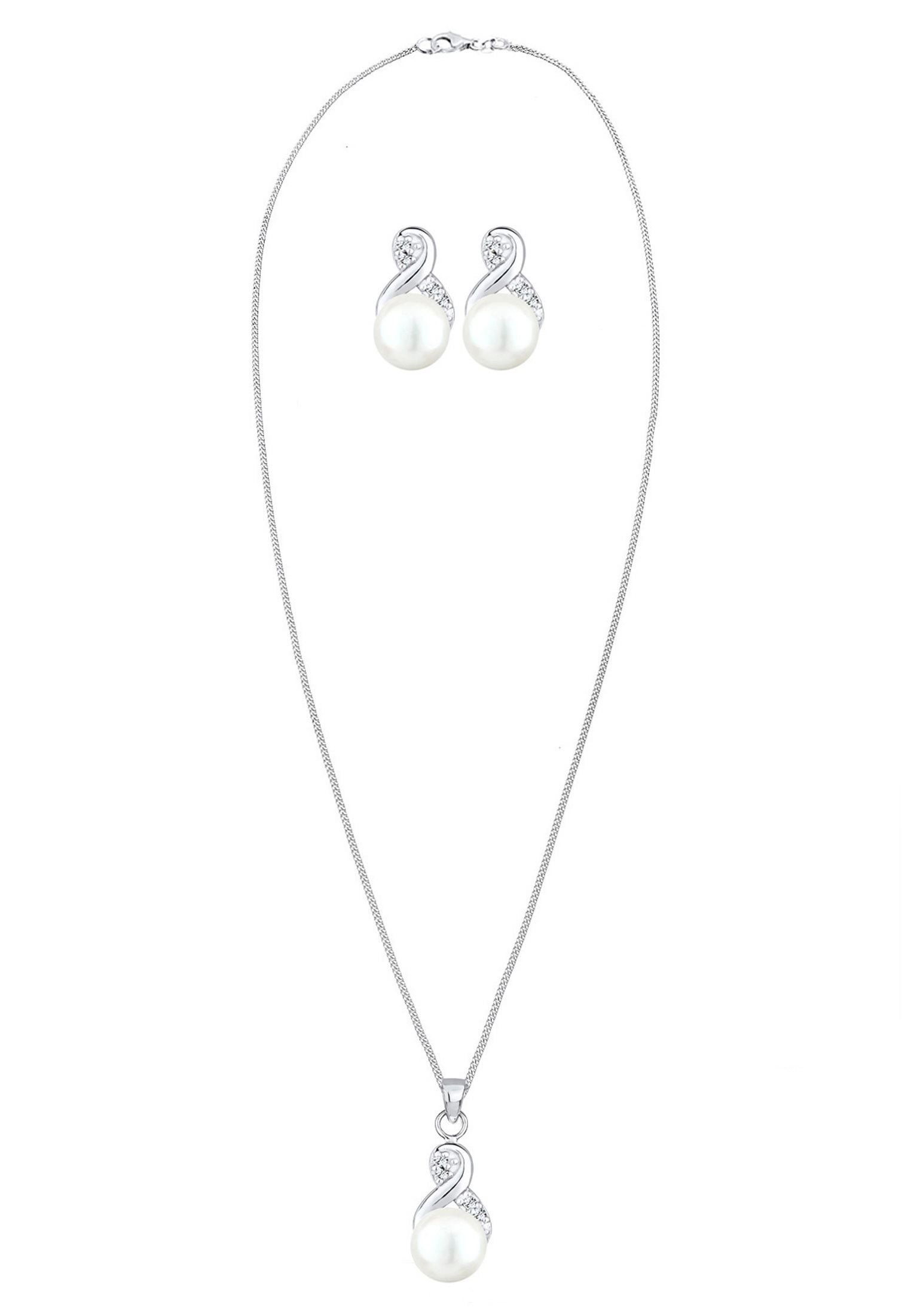 Elli Ohrring und Ketten Set »Schmuckset Infinity Perlen Kristalle 925 Silber«