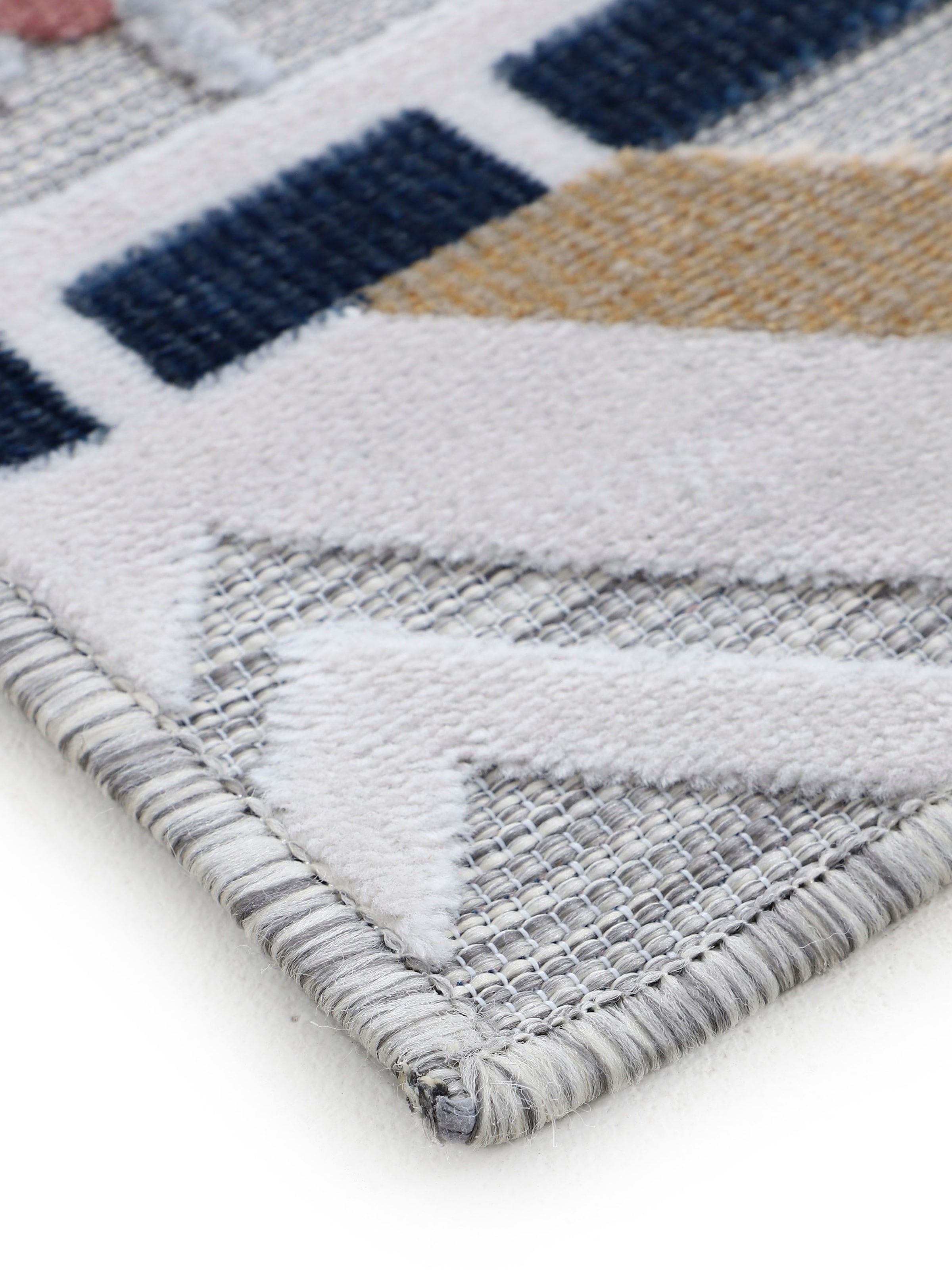 carpetfine Teppich »Deja 101«, rechteckig, 4 mm Höhe, robustes Flachgewebe, Motiv- Floral Palmenblätter, Hoch-Tief Effekt