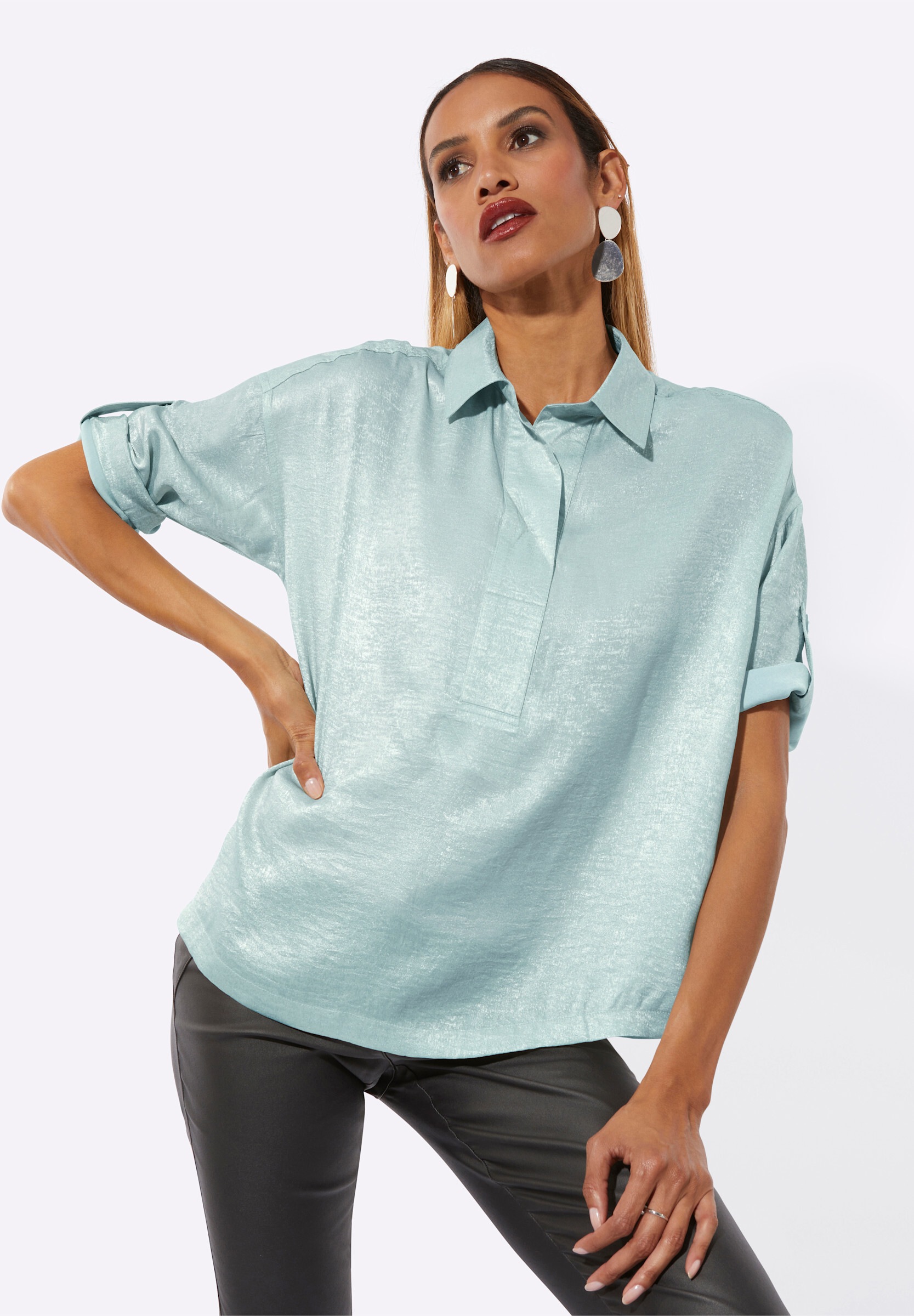 creation L Klassische Bluse »Bluse Hemdbluse in glänzender Qualität«
