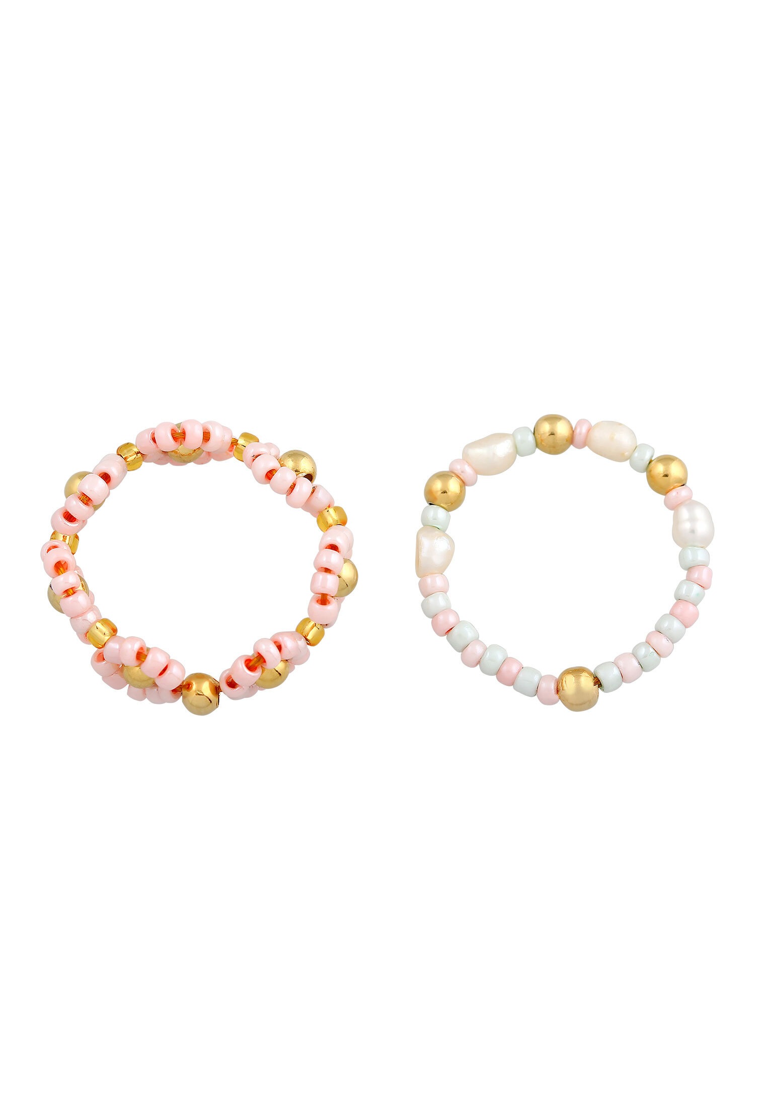 Elli Ring-Set »Ring Glas Beads Süßwasserperlen 2er Set 925 Silber«