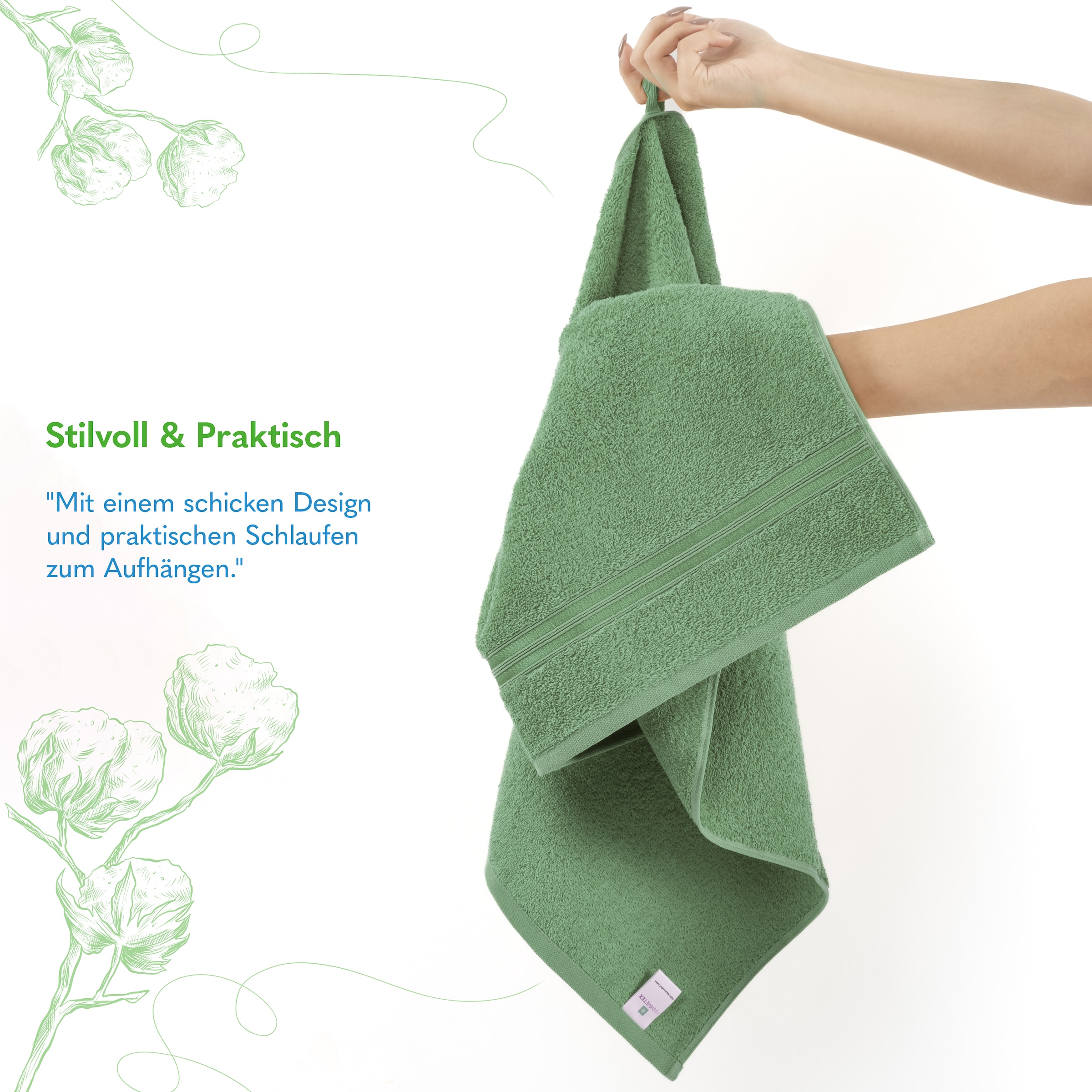 HAMMETEX Handtuch Set »6-teiliges Handtuch Set, 100% Baumwolle, Weich & Saugstark« Set 6 Stk. Frottier mit Bordüre, einfarbig, weich