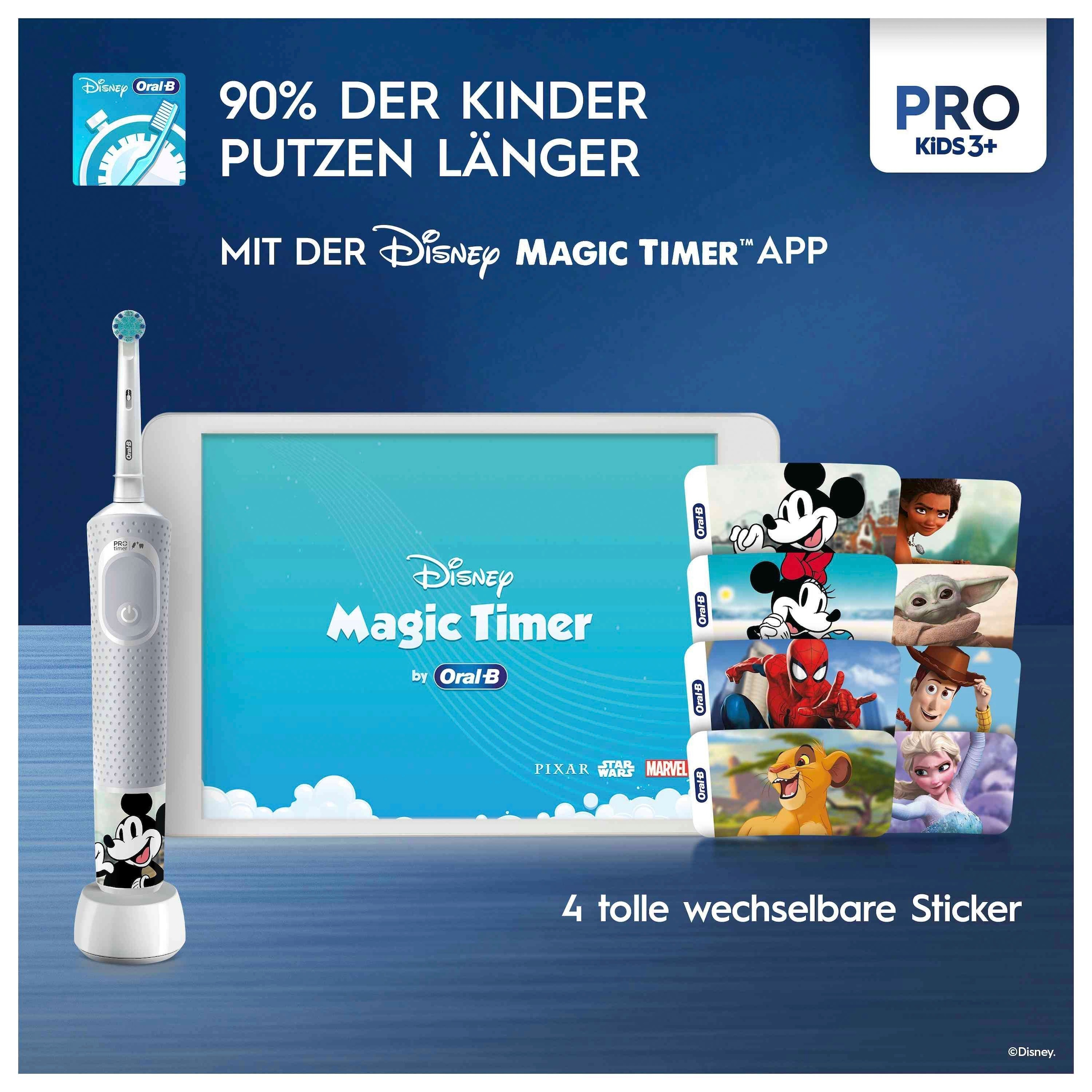 Oral-B Elektrische Zahnbürste »Pro Kids Disney 100«, 1 St. Aufsteckbürsten, für Kinder ab 3 Jahren