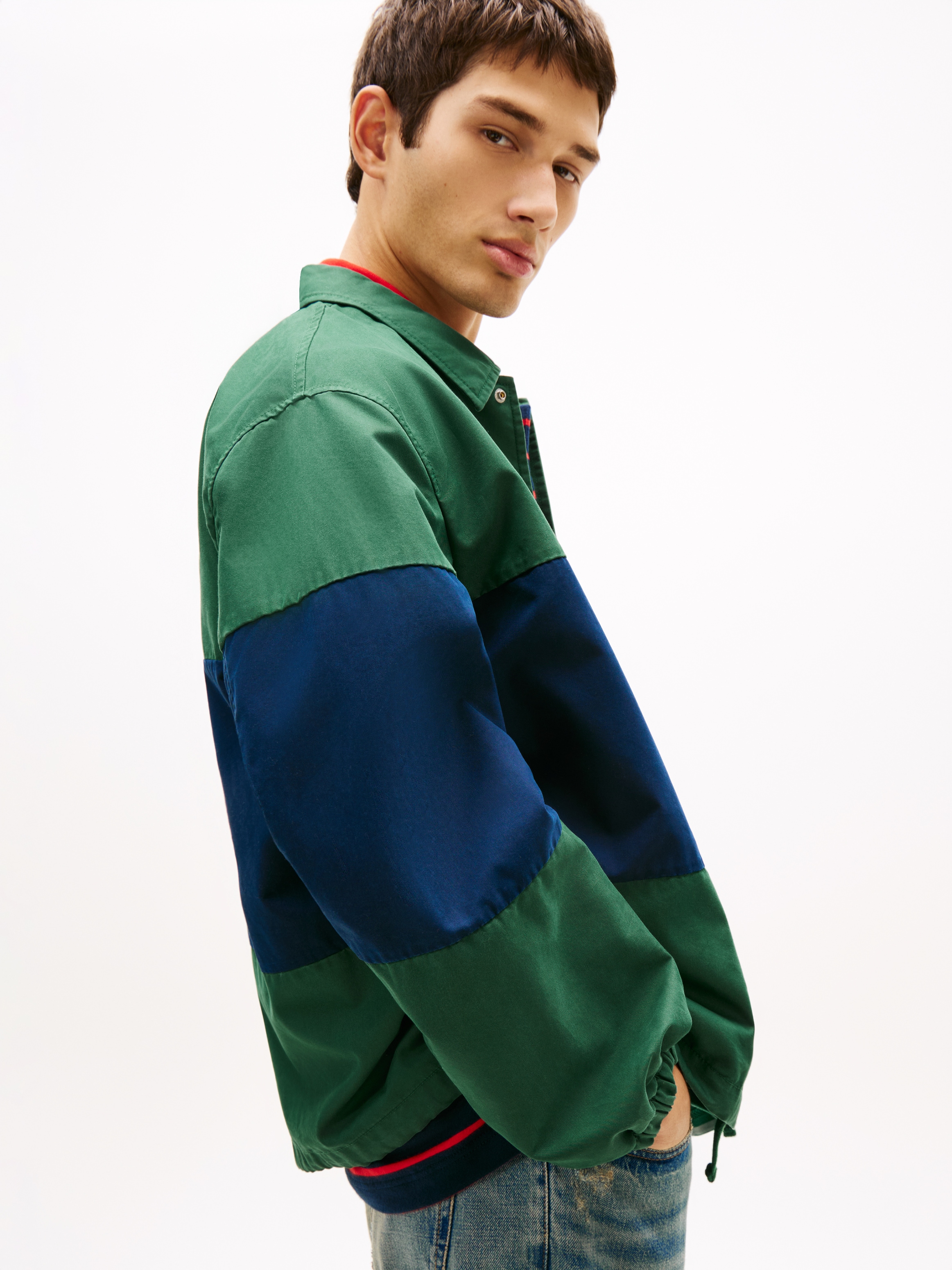 Tommy Jeans Hemdjacke »TJM COLORBLOCK« ohne Kapuze Regular fit mit Hemdkragen