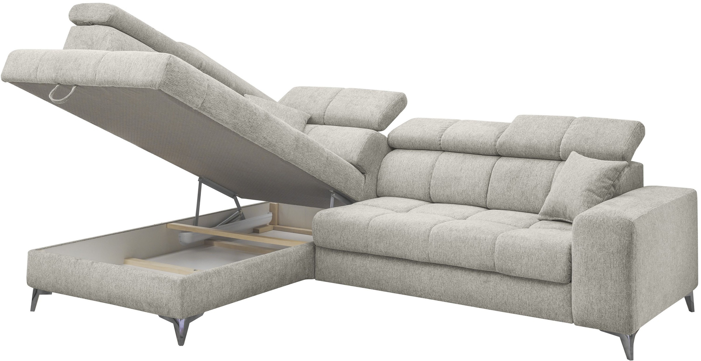 ED EXCITING DESIGN Ecksofa »Sydney L-Form«, mit Bettfunktion, Bettkasten, Kopfteilverstellung & 2 Zierkissen