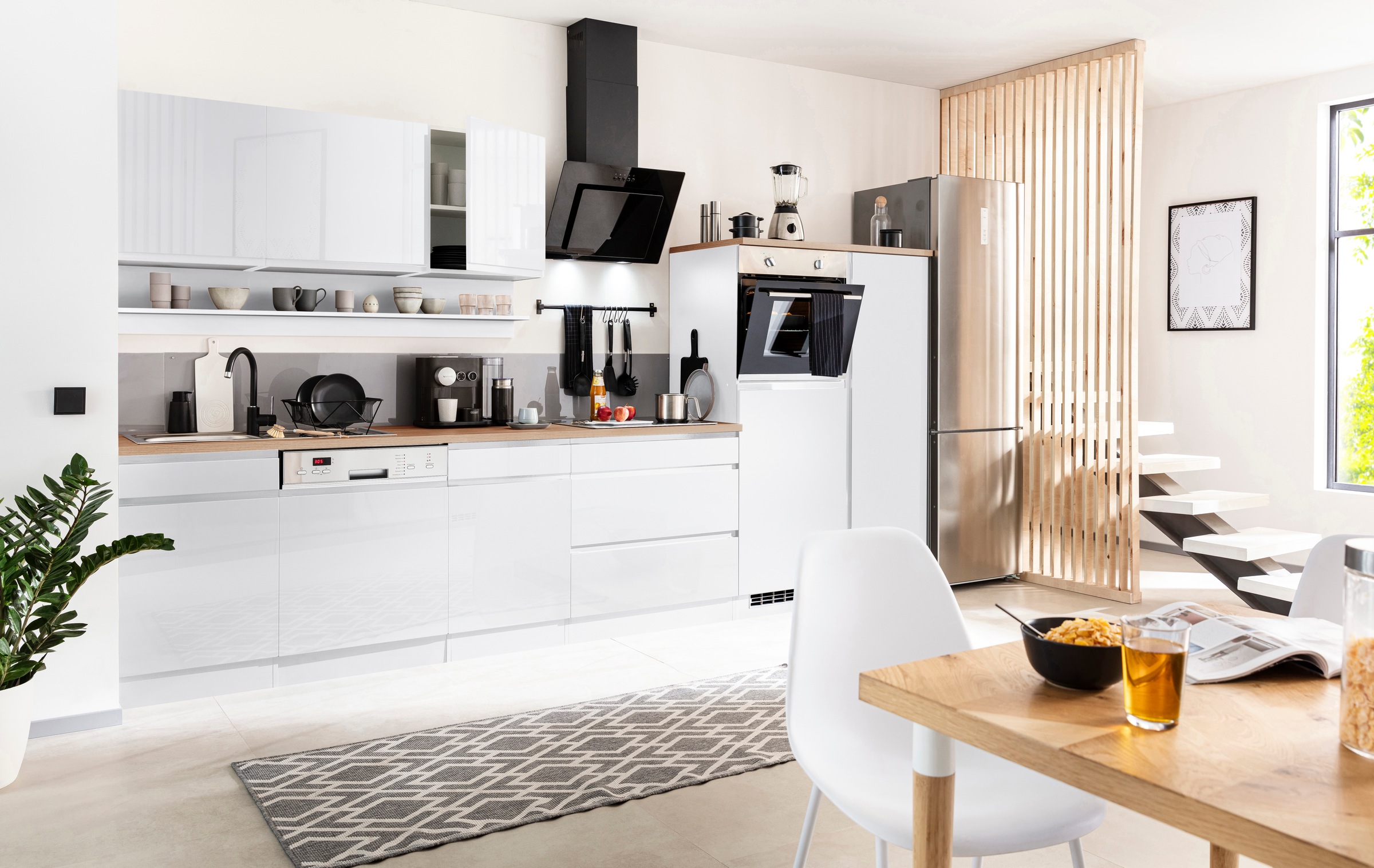 KOCHSTATION Küchenzeile »KS-Virginia«, Breite 350 cm, mit Glaskeramik-oder Induktionskochfeld
