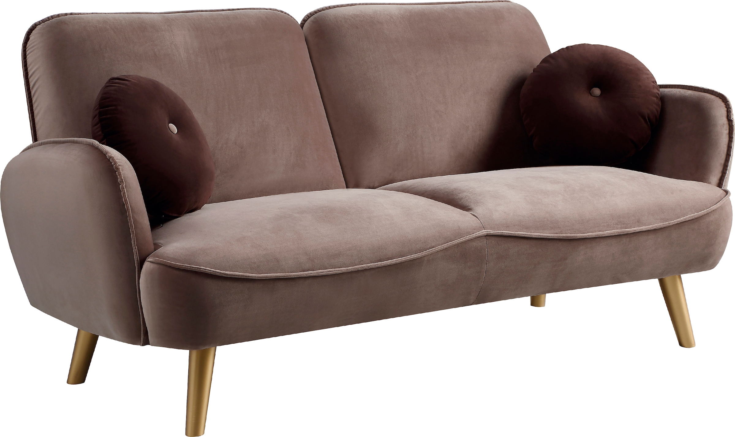 ATLANTIC home collection 3-Sitzer »Ben«, mit Welleunterfederung,inkl. 2 Dekokissen, goldenen Massivholzfüßen