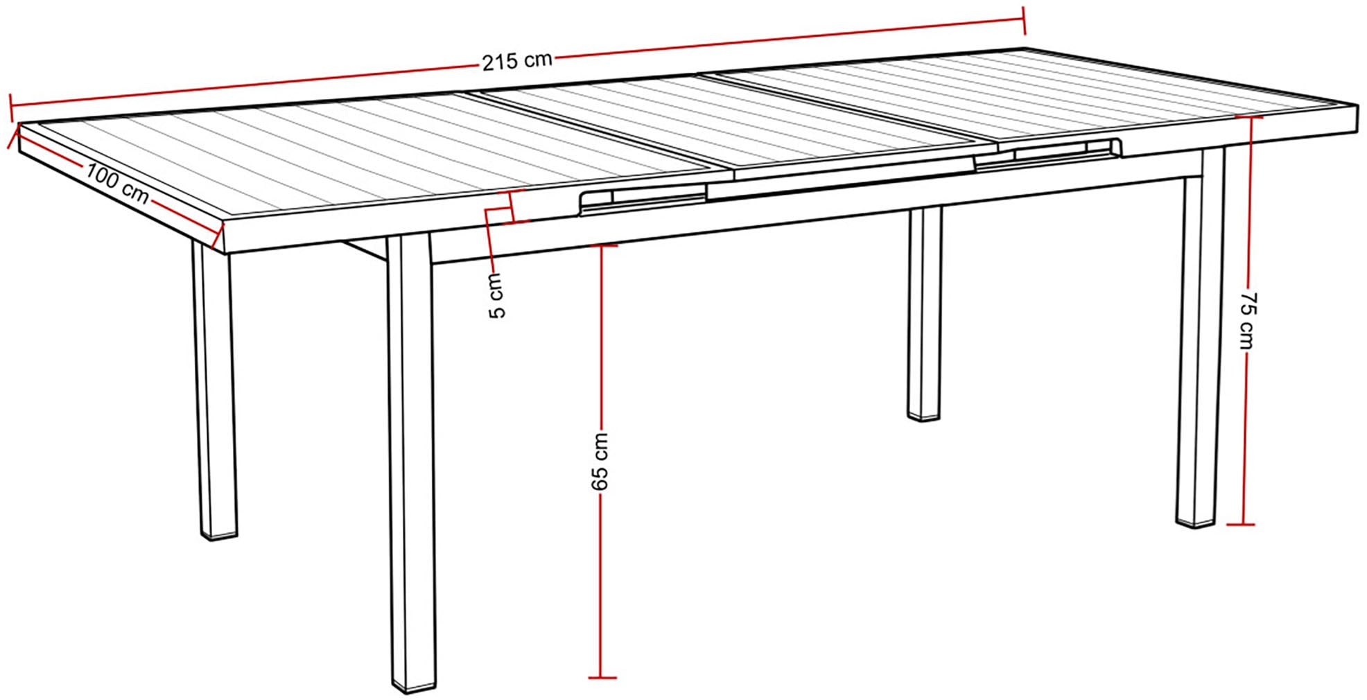 Destiny Garten-Essgruppe »MOLINO IMOLA 4 Se + Ausziehtisch 165/215x100cm, anthrazit« Set,  Aluminium, Rope, Polywood