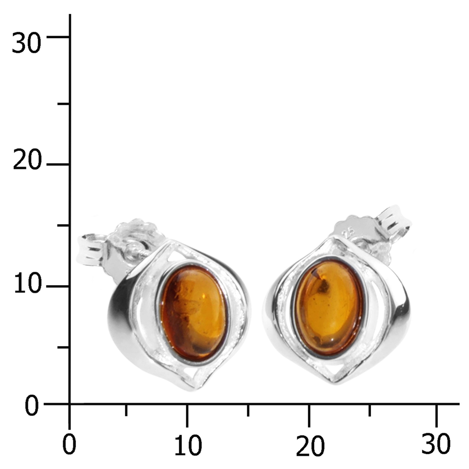 OSTSEE-SCHMUCK Paar Ohrstecker »- Helga - Silber 925/000 - Bernstein«