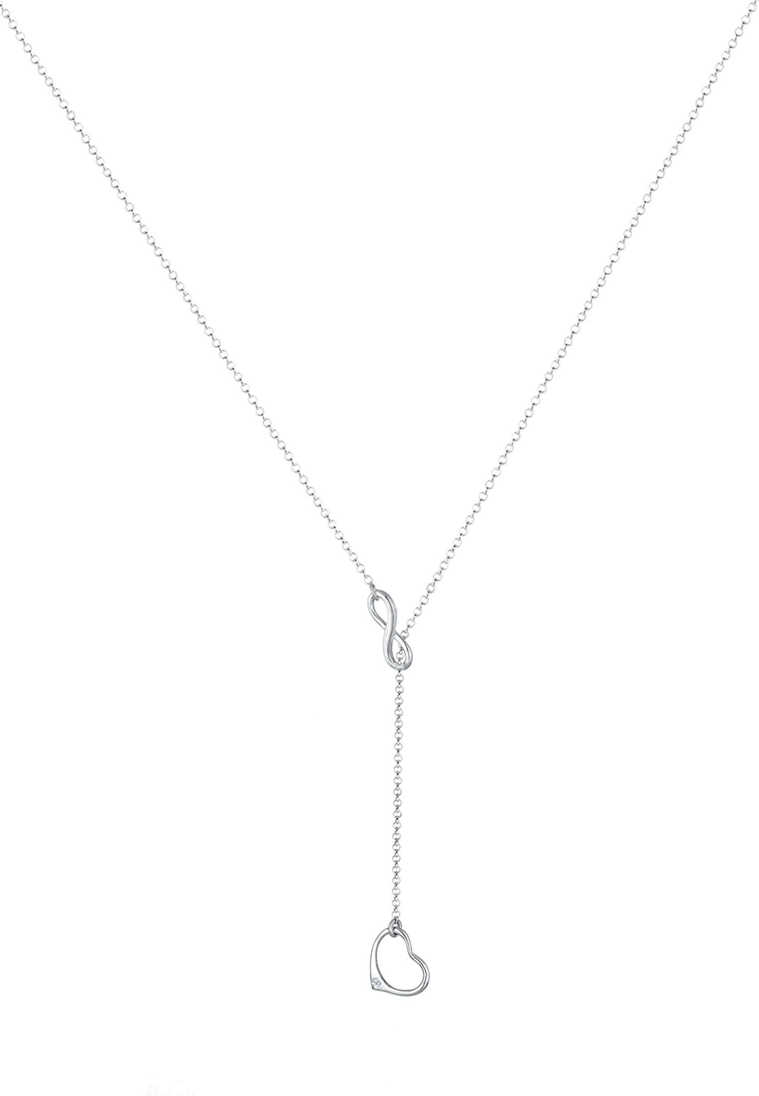Elli DIAMONDS Y-Kette »Halskette Y-Kette Herz Infinity Diamant Weiß (0.015ct) 925 Sterling Silber«