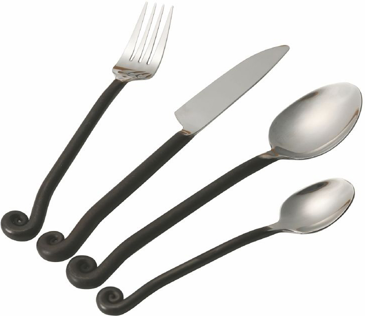 Villa d'Este Besteck-Set »Materia Black«, (Set, 24 tlg.), Essbesteck-Set, poliert