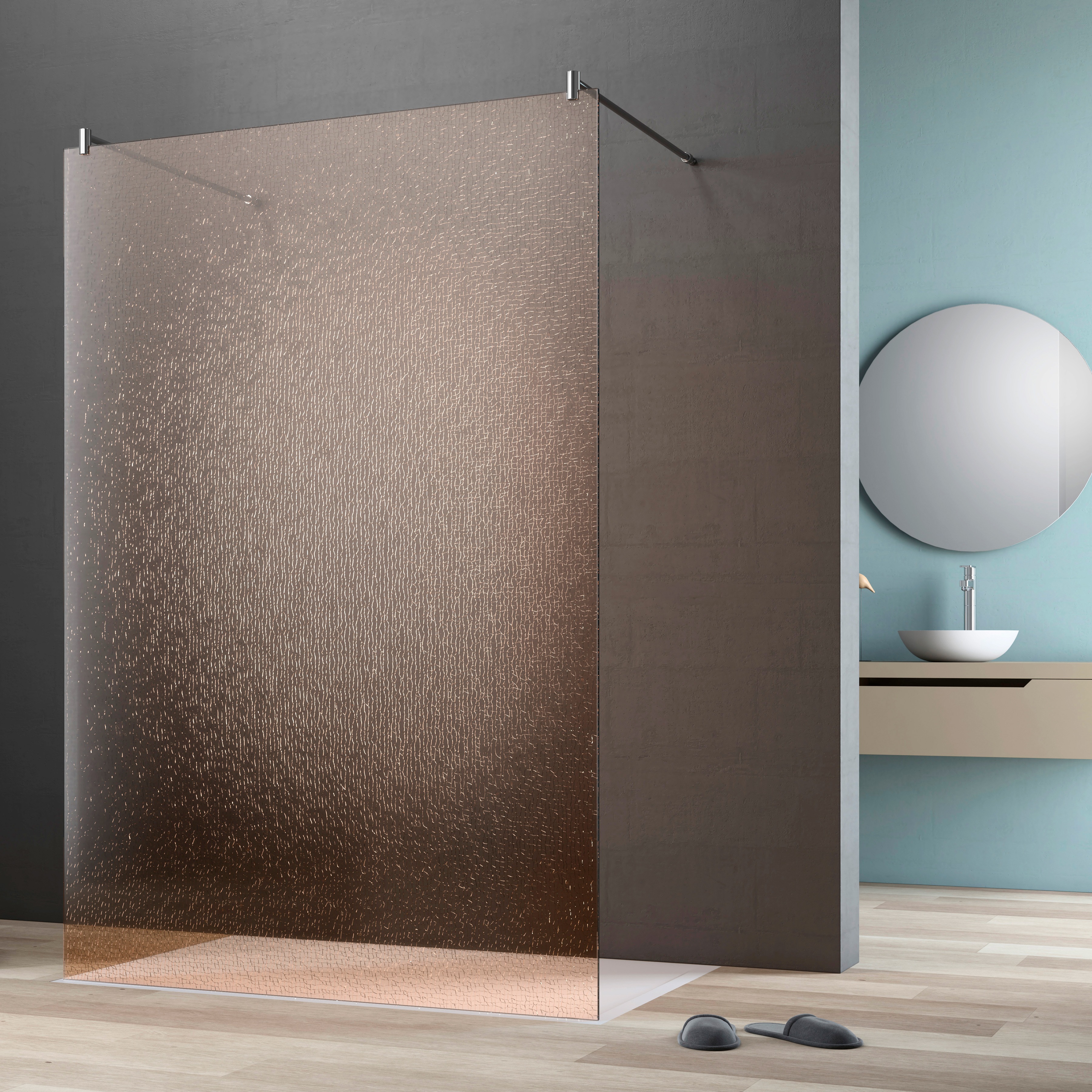Maw By Geo Walk-in-Dusche »flex A-W002CBR« BxH: 140 x 200 cm in braun, Größe B/H: 115 cm x 200 cm