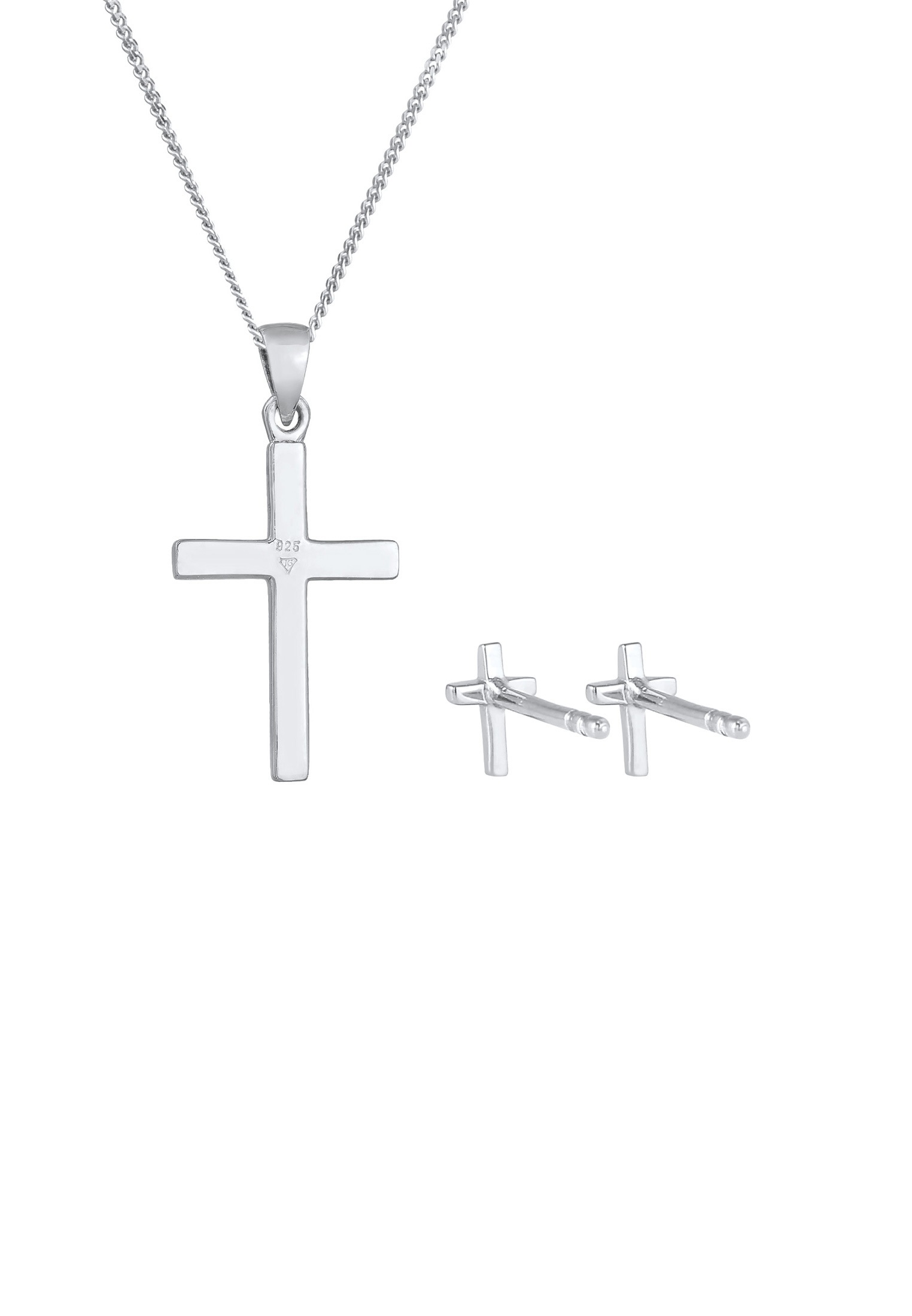 Elli Ohrring und Ketten Set »Schmuckset Kreuz Kette Ohrstecker 925 Silber«