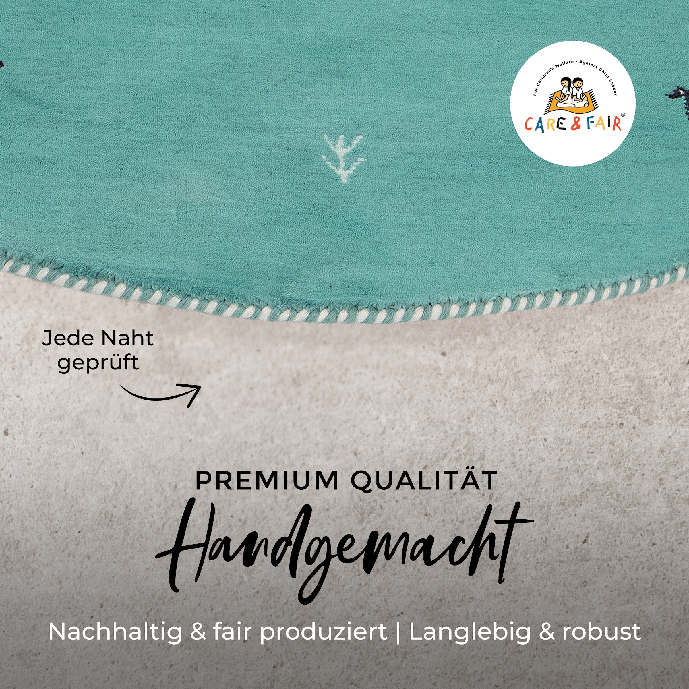 carpetfine Wollteppich »Gabbeh Uni« rund 15 mm Höhe reine Wolle handgewebt, Gabbeh Tiermotiv warmes Raumklima viele Größen