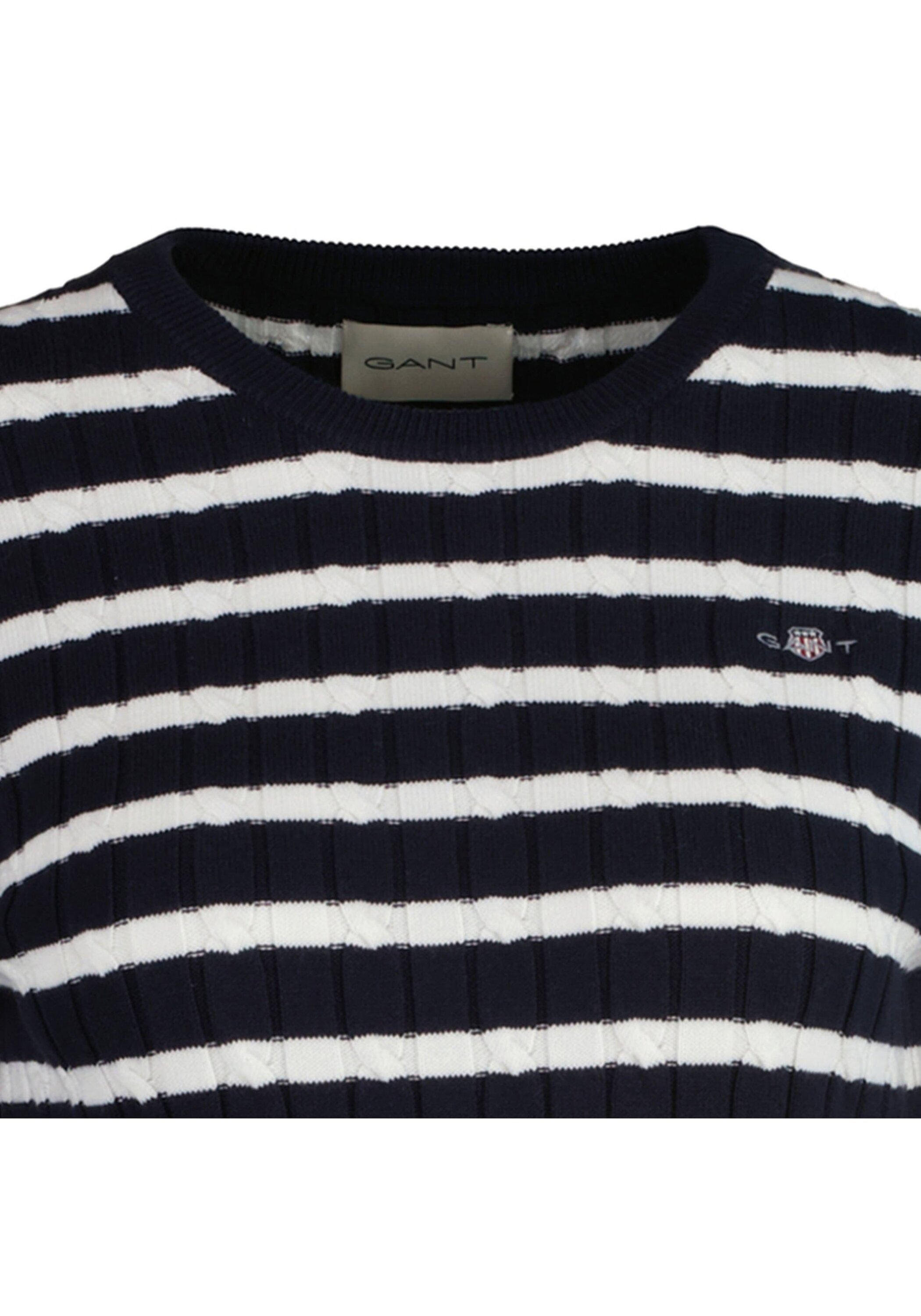 Gant Sweater »Strickpullover STRETCH COTTON CABLE STRIPE C-NECK«