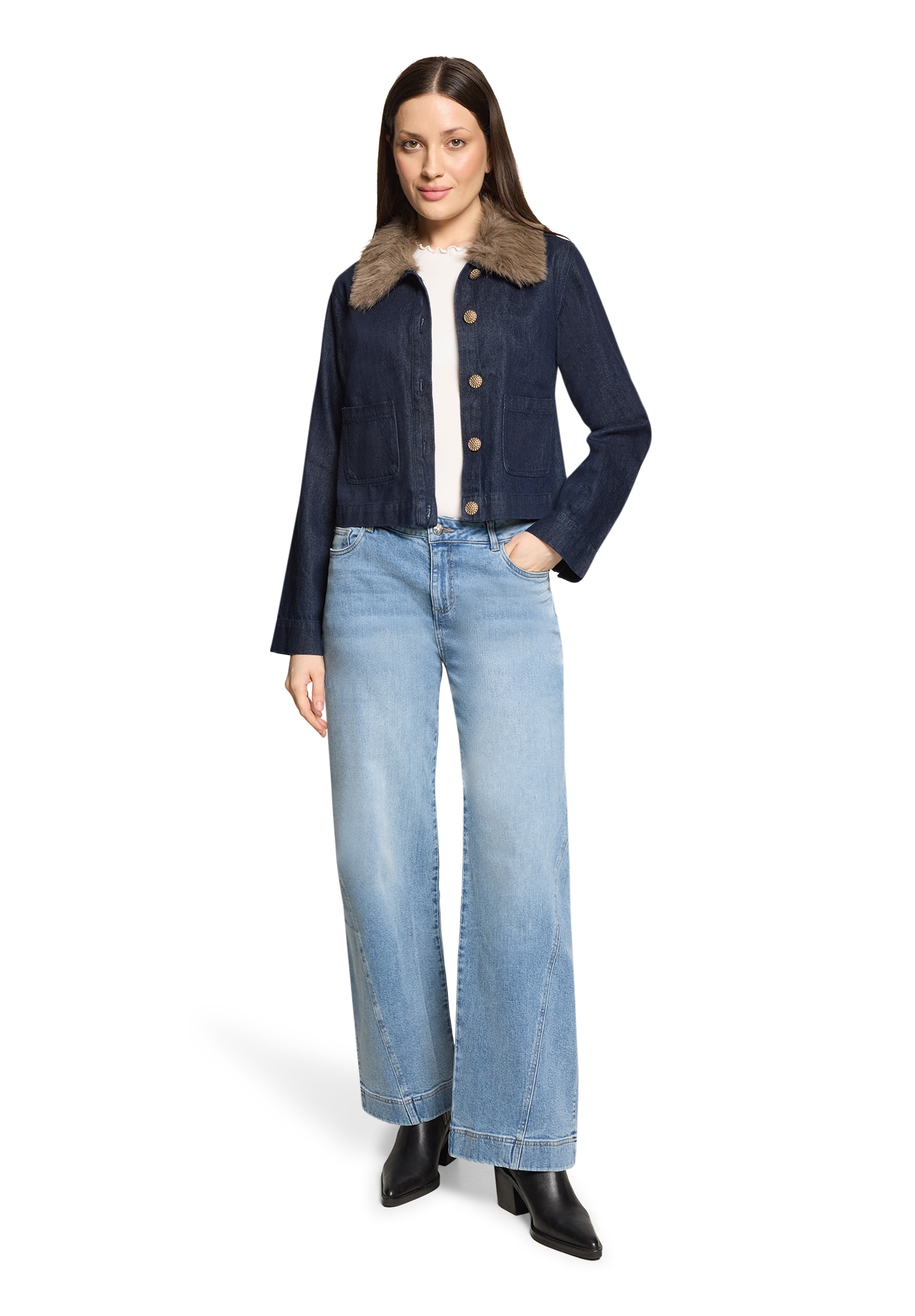 Cartoon Jeansblazer »Jeansjacke mit Kunstfellkragen«