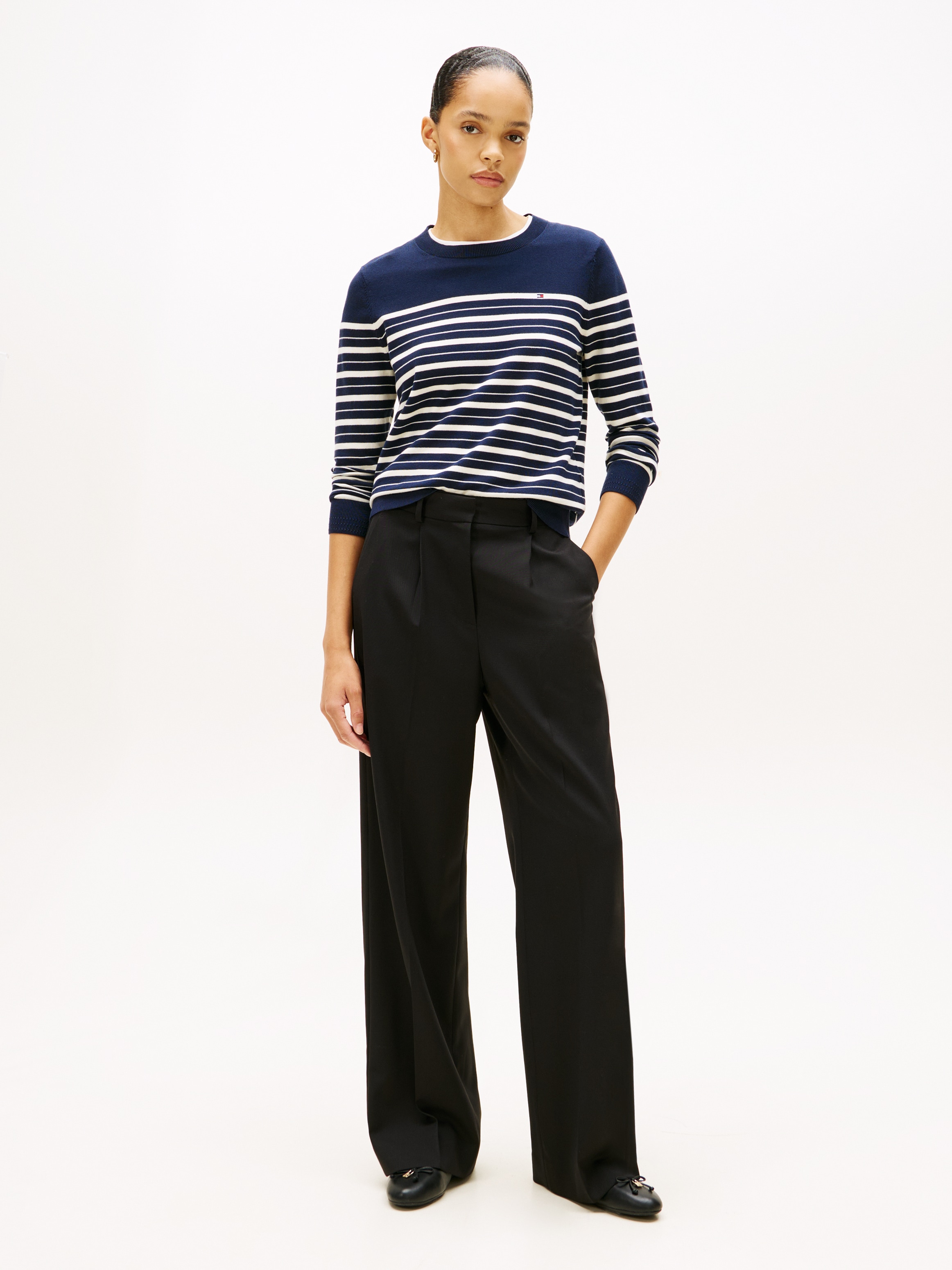 Tommy Hilfiger Rundhalspullover »CO JERSEY STITCH LS C-NK SWT«