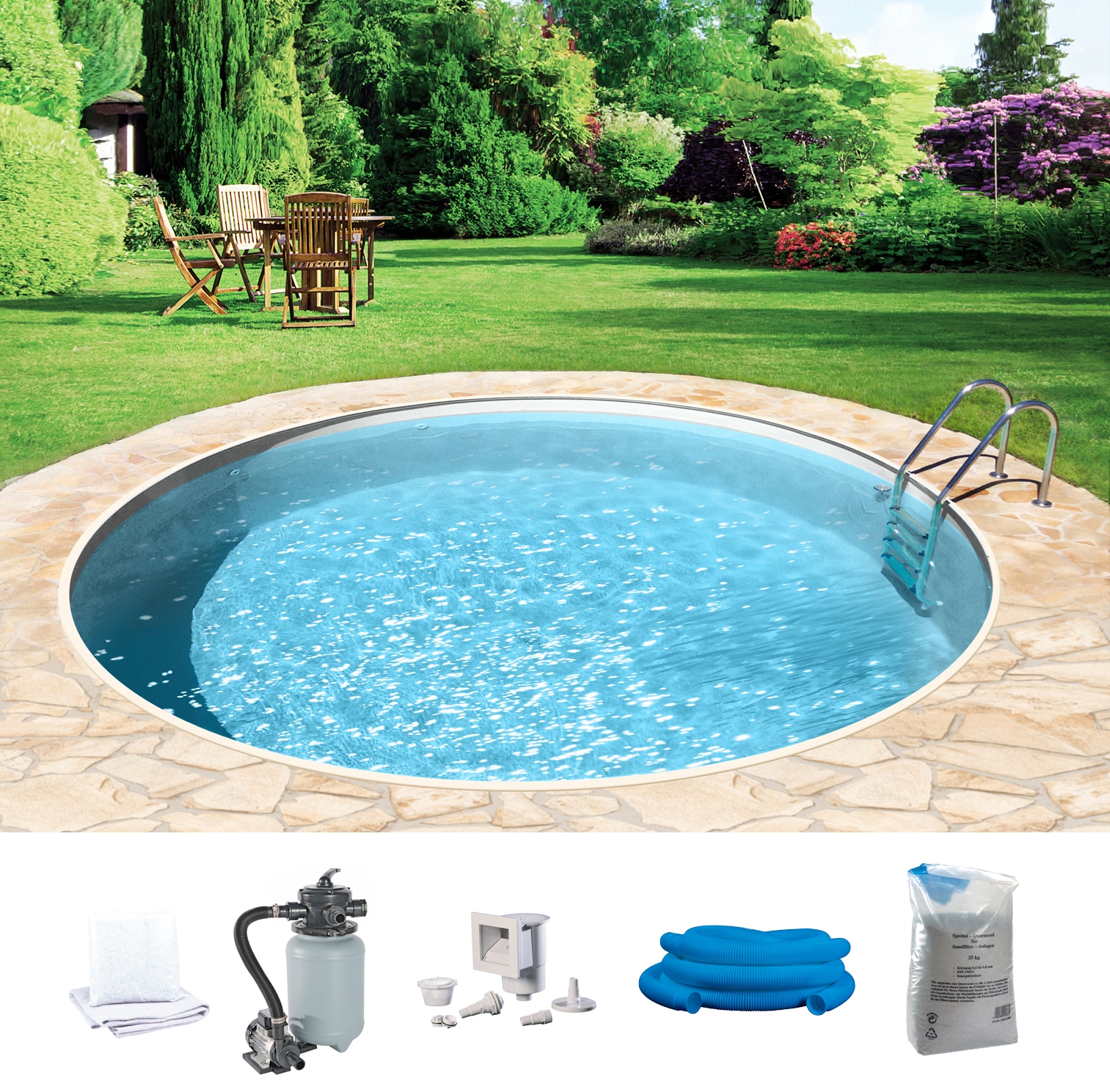KONIFERA Rundpool »HOLIDAY 2«, (Set, 6 tlg.), Höhe: 120 cm, in verschiedenen Größen