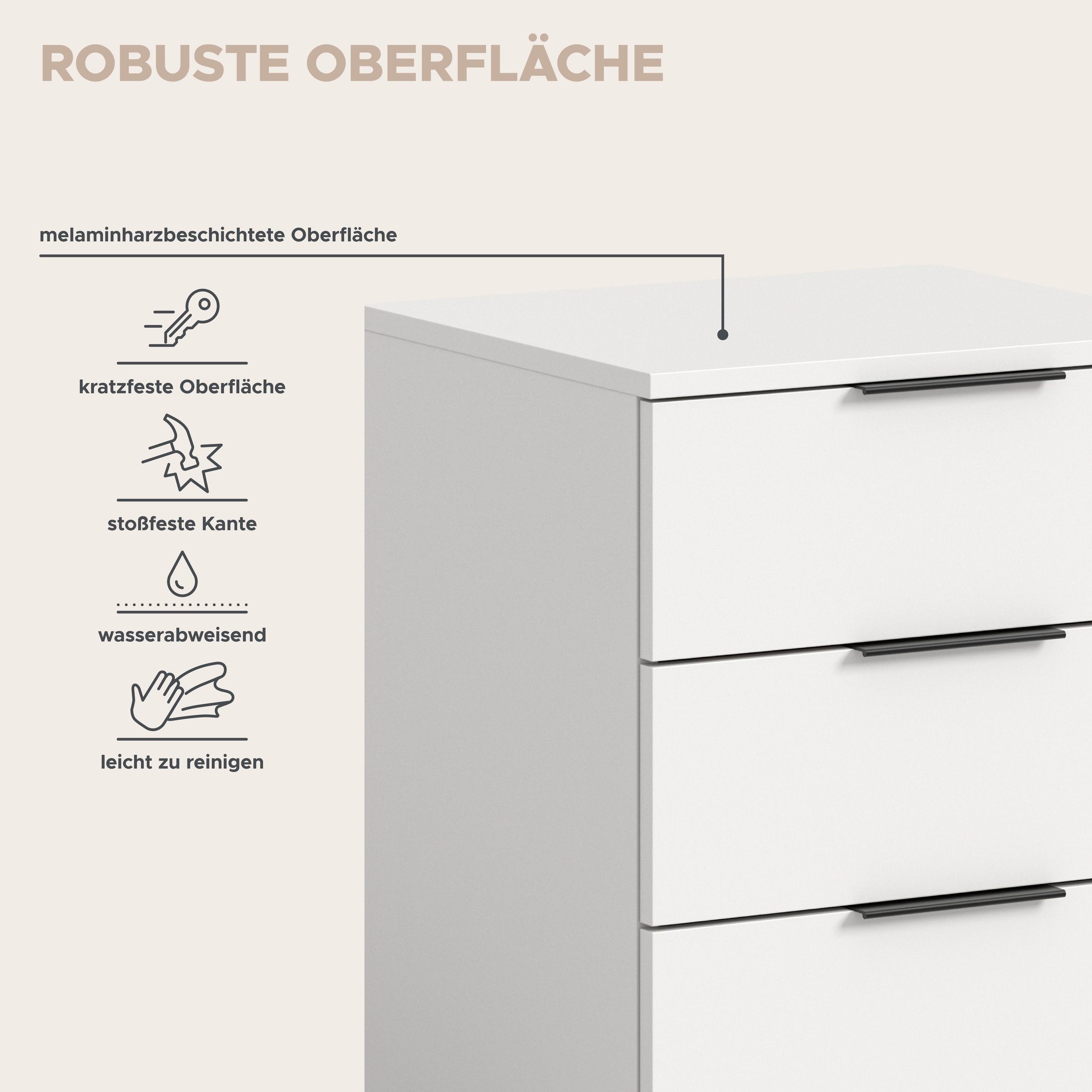 Home affaire Nachtkommode »Skarde 2 Nachttische, jeweils Breite: 45 cm« Set, Sie bekommen 2  Nachttische im Set, 2 Stk. tlg. Skarde, 2er Set Nachtkommoden, 3 Schubkästen, weiß