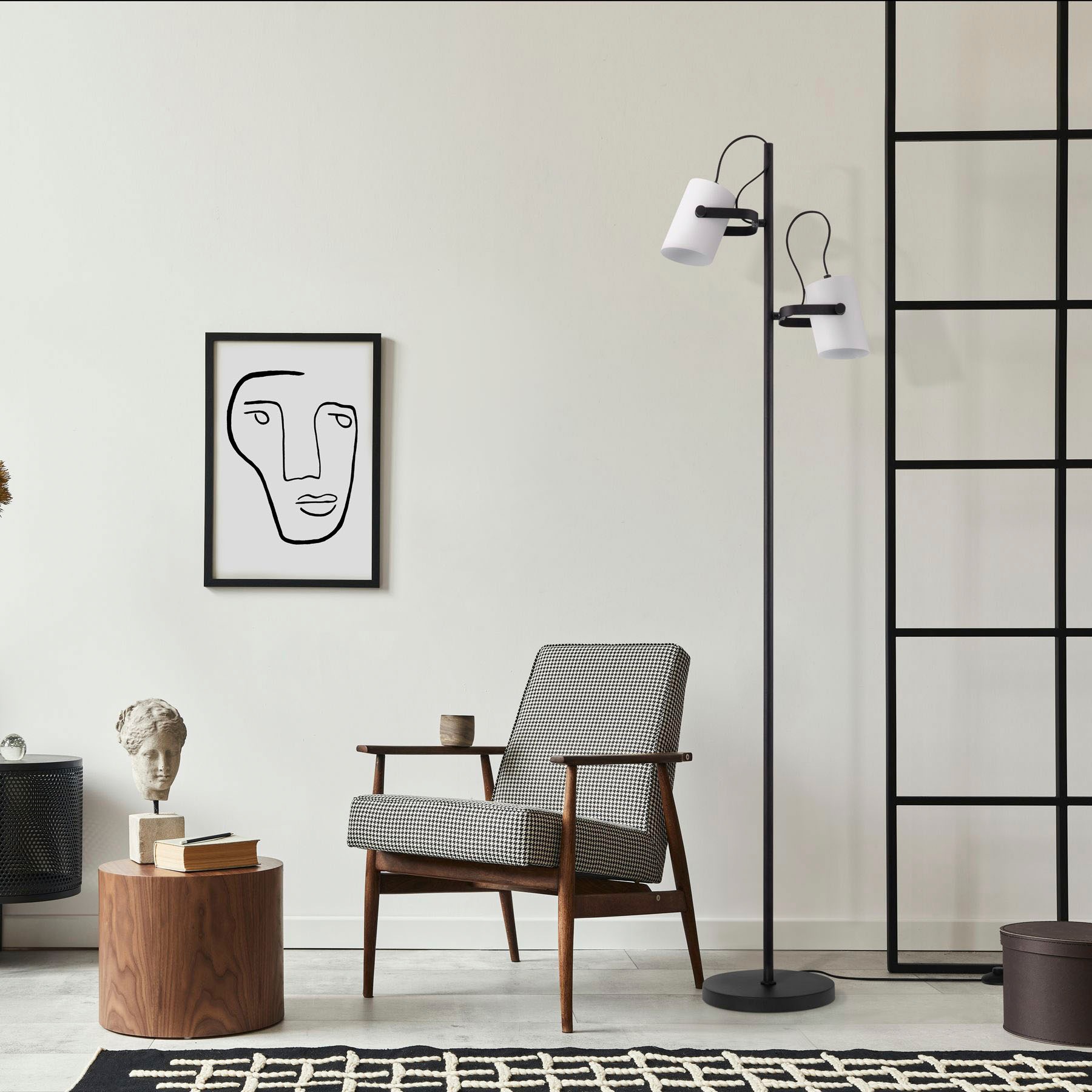 Paco Home Stehlampe »KARL«, 2 flammig, Leuchtmittel E27 | ohne Leuchtmittel, mit kompatiblen Dimmer und Leuchtmittel