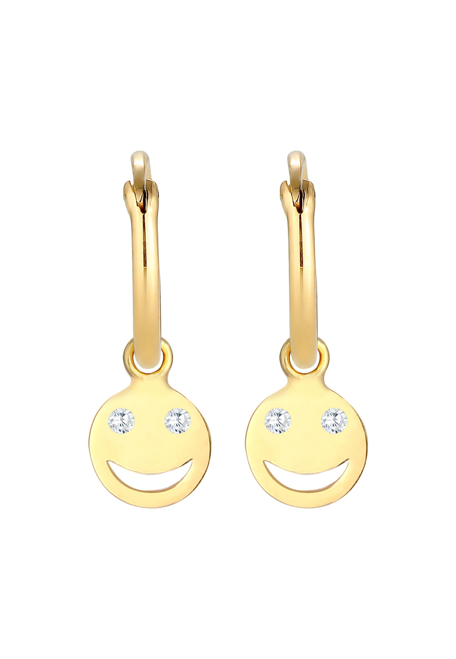 Elli Paar Creolen »Ohrringe Creolen Trend Smiling Plättchen 925 Silber«