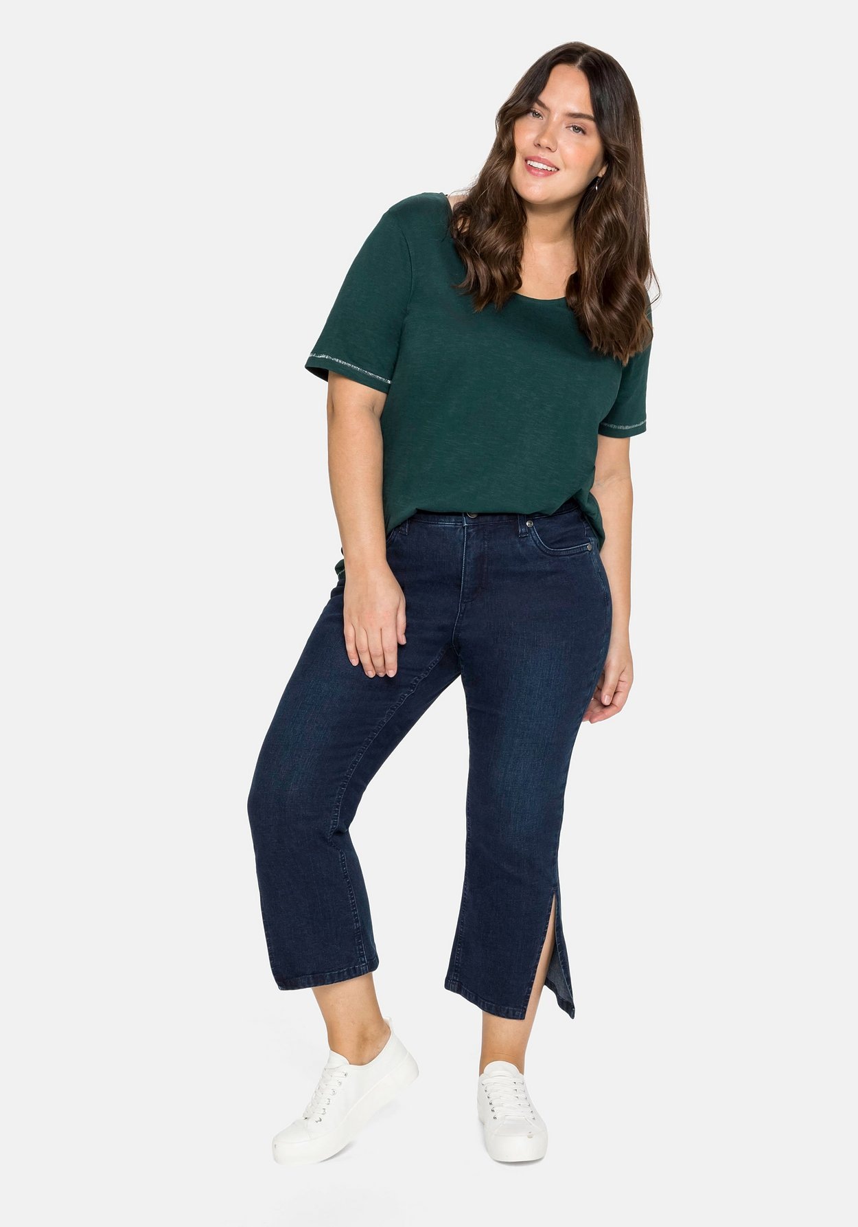Sheego Bootcut-Jeans »Jeans in 7/8-Länge mit hoch geschlitztem Saum«
