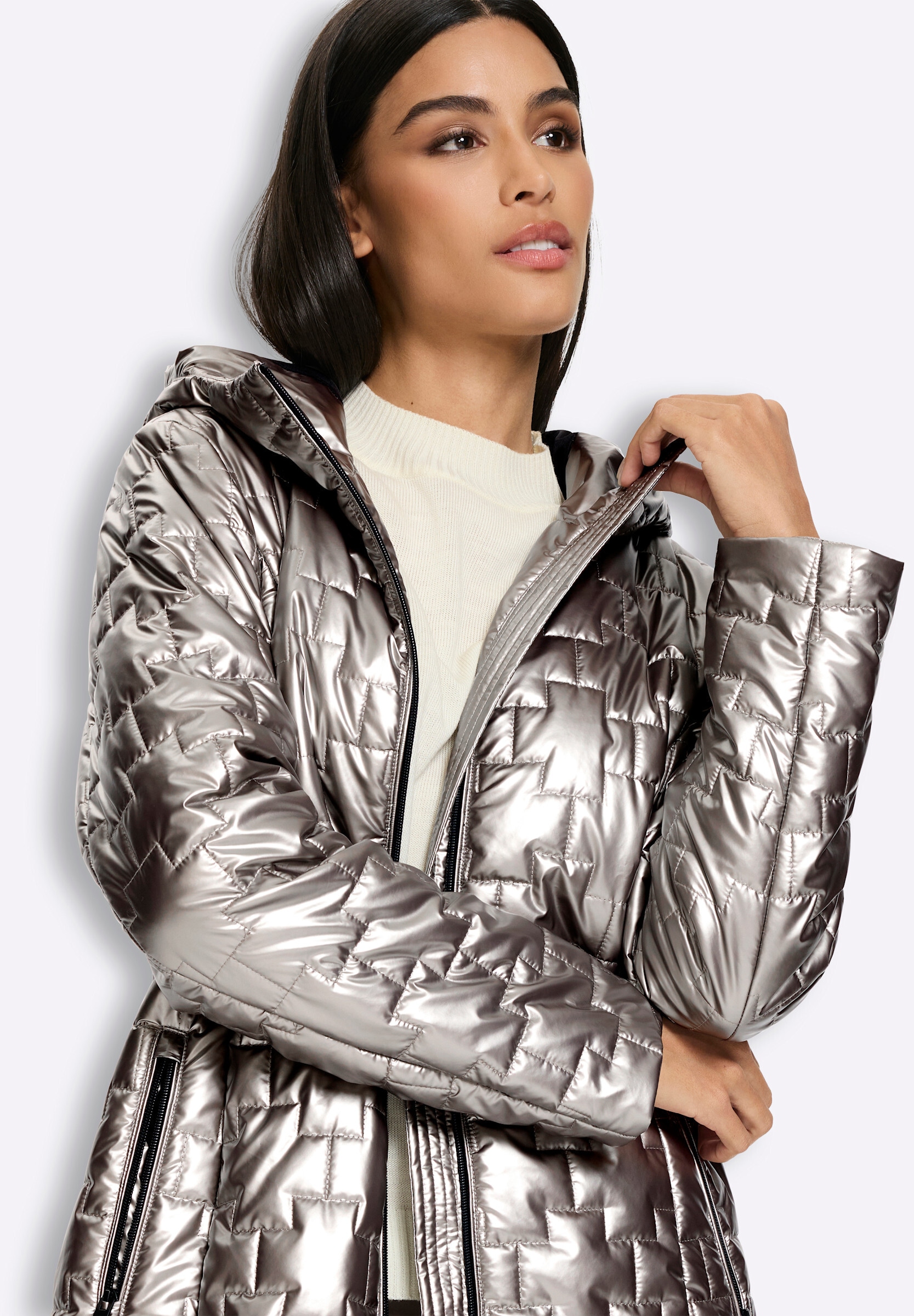 heine Steppjacke »Steppmantel Steppmantel in Glanz-Optik« mit Kapuze