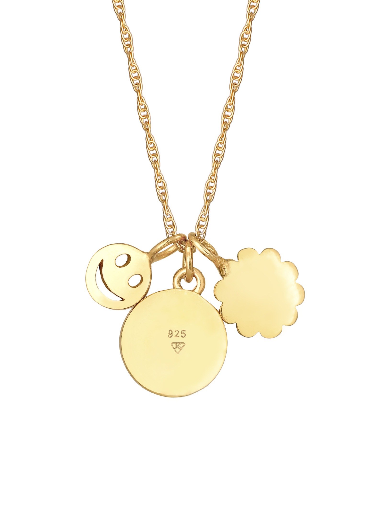 Elli Kette mit Anhänger »Halskette Blume Smiling Flower Disc Buchstabe 925 Silber«