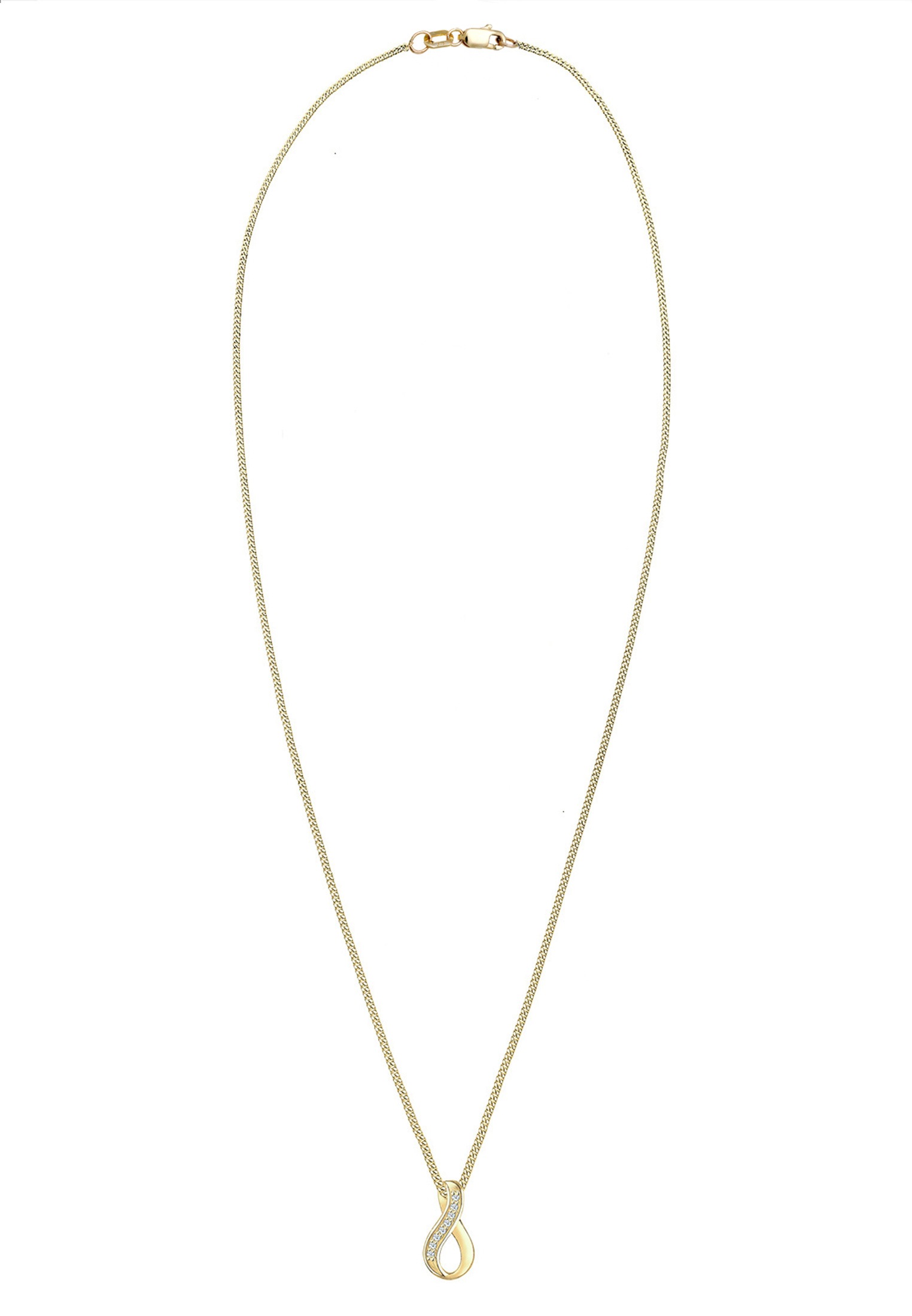 Elli DIAMONDS Silberkette »Halskette Infinity Diamant Weiß Brillantschliff (0.04ct) 375 Gelbgold«