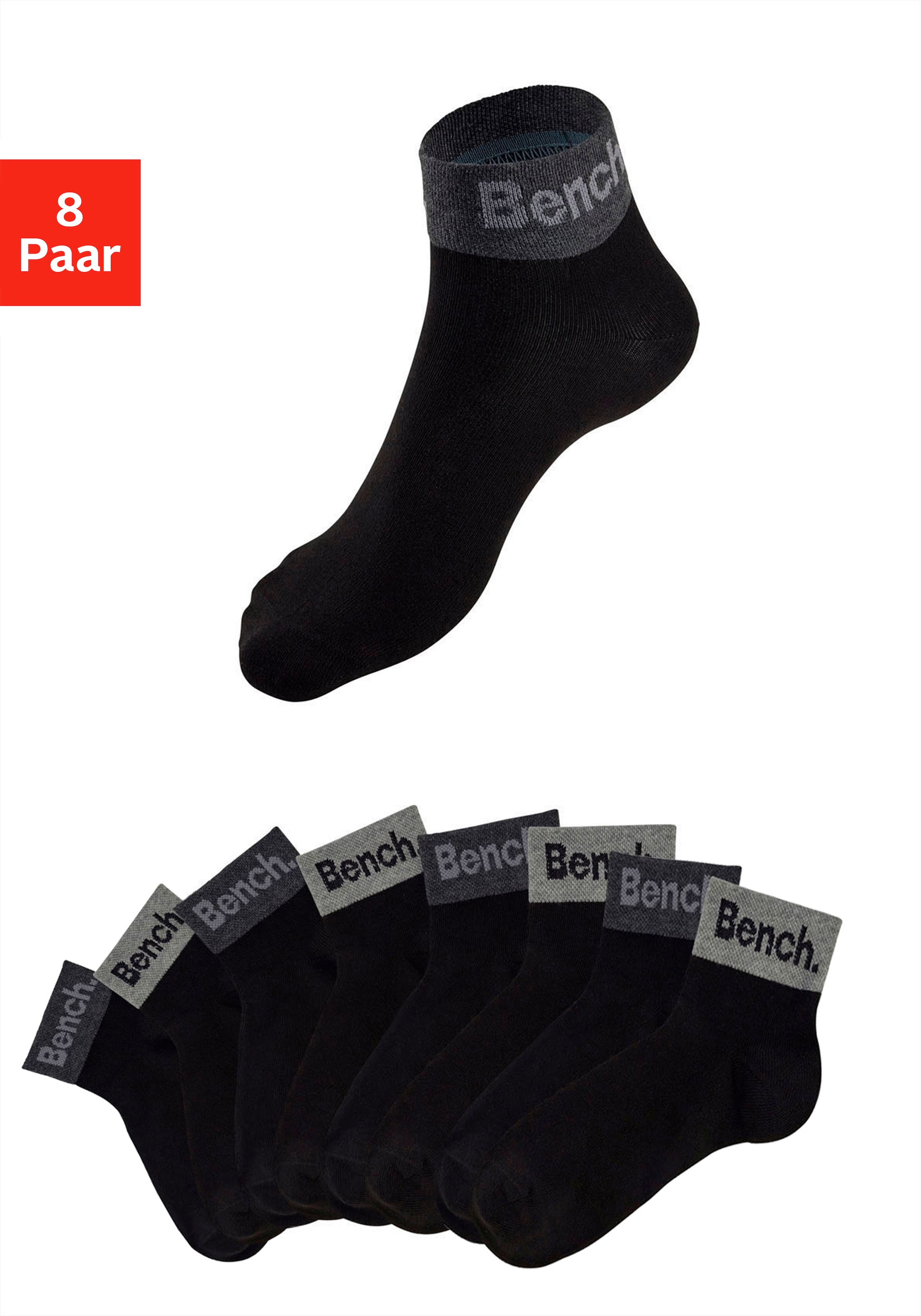 Kurzsocken, (Packung, 8 Paar), mit eingestricktem Schriftzug am Bündchen