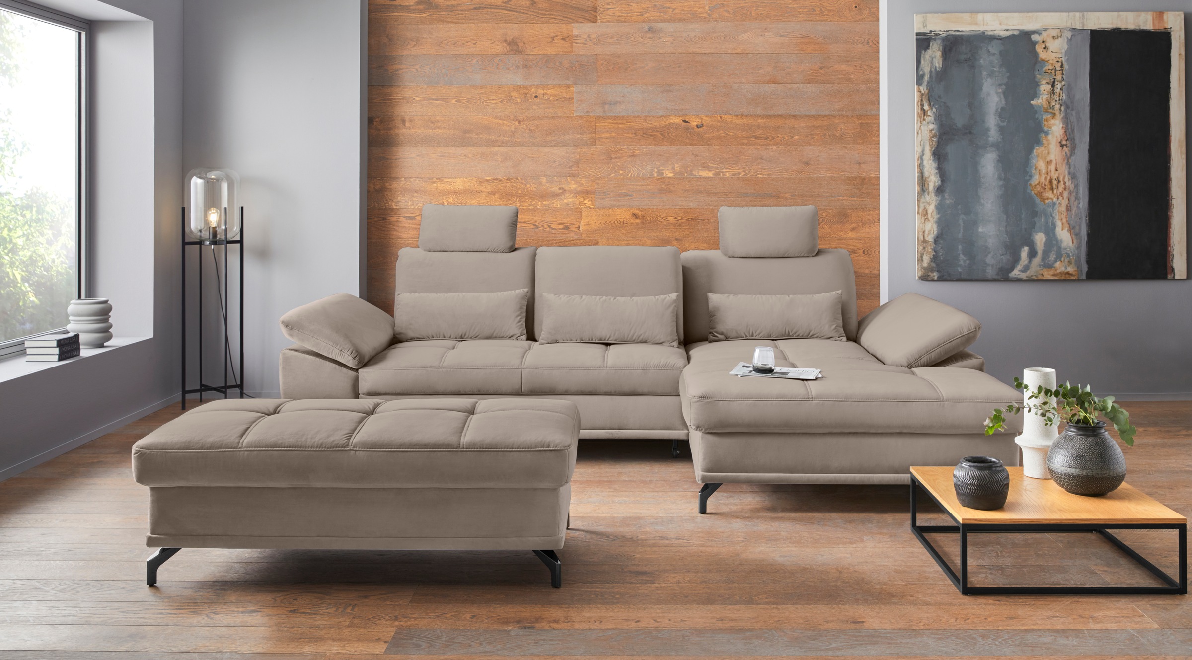 Places of Style Polsterhocker »Costello, B: 133 cm«, individuell zu kombinieren, Federkern